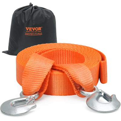 VEVOR ATV Car Tow Strap with Hooks 2"x20' 17000 lbs, Tow Straps with Safety Hooks, Car Heavy Duty Recovery Rope for Trucks Vehicles Towing Accessories, Tow Cable for for Roadside Recovery 