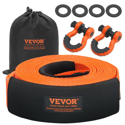 VEVOR Heavy Duty Tow Strap Recovery Kit 3" x 30 ft (MBS-36,000 lbs) Tree Saver Winch Strap, Triple Reinforced Loop & Protective Sleeves & Storage Bag , 3/4" D-Ring Shackles, for Truck Jeep SUV ATV 
