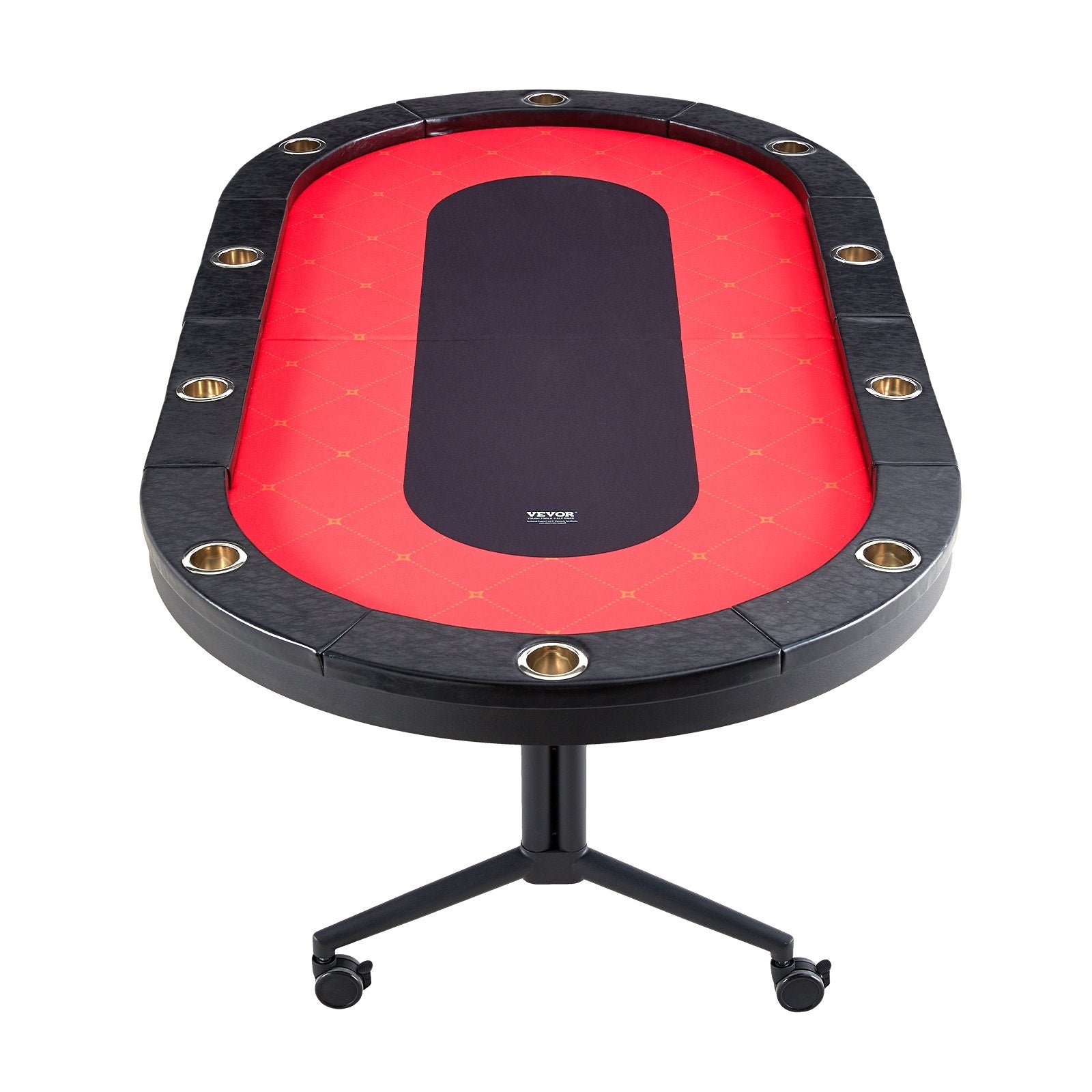 VEVOR 10 Player Foldable Poker Table, Blackjack Texas Holdem Poker Table with Padded Rails and Stainless Steel Cup Holders, Portable Folding Card Board Game Table, 90" Oval Casino Leisure Table, Blue 