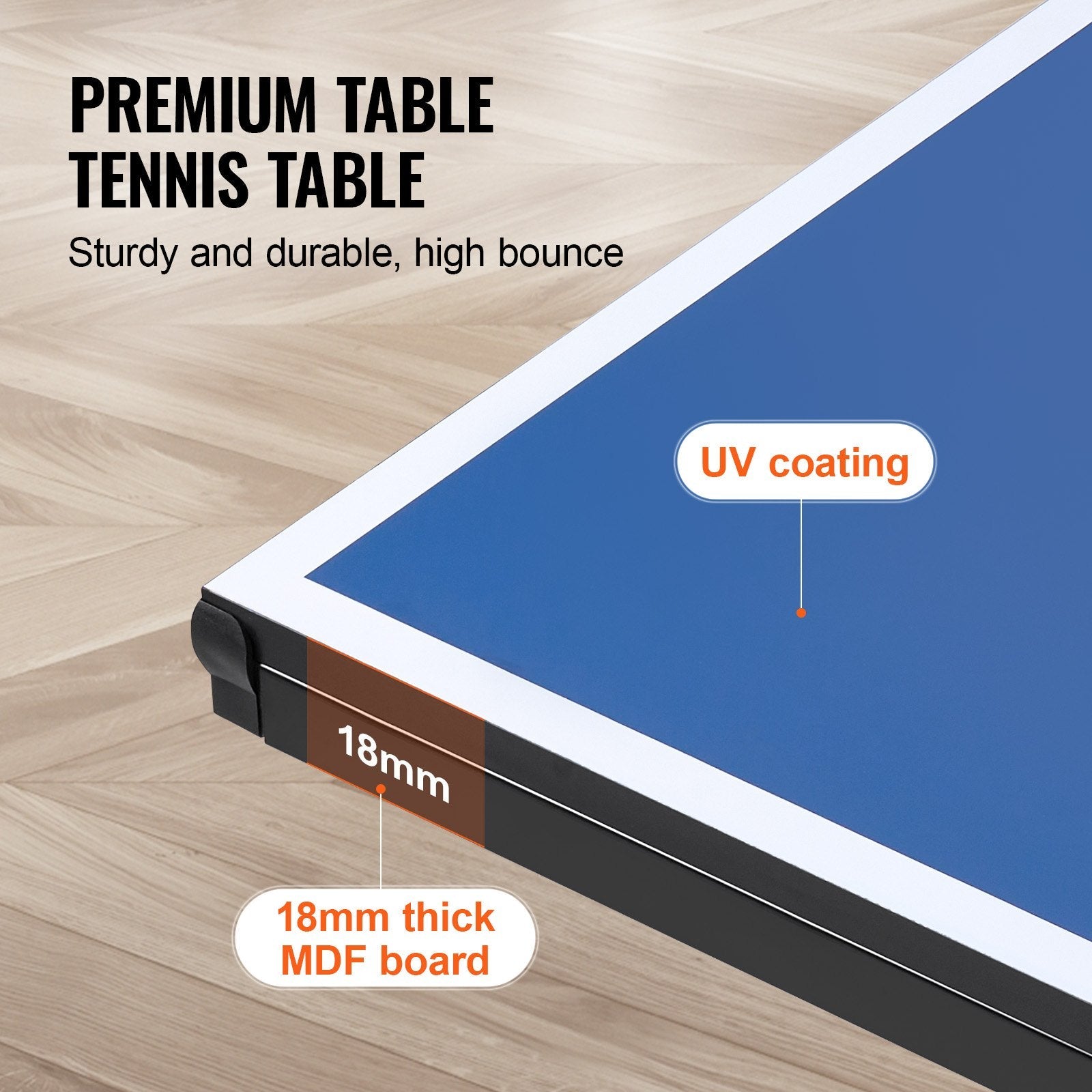 VEVOR Ping Pong Table Foldable Table Tennis Game Table Indoor with Clamp Net 