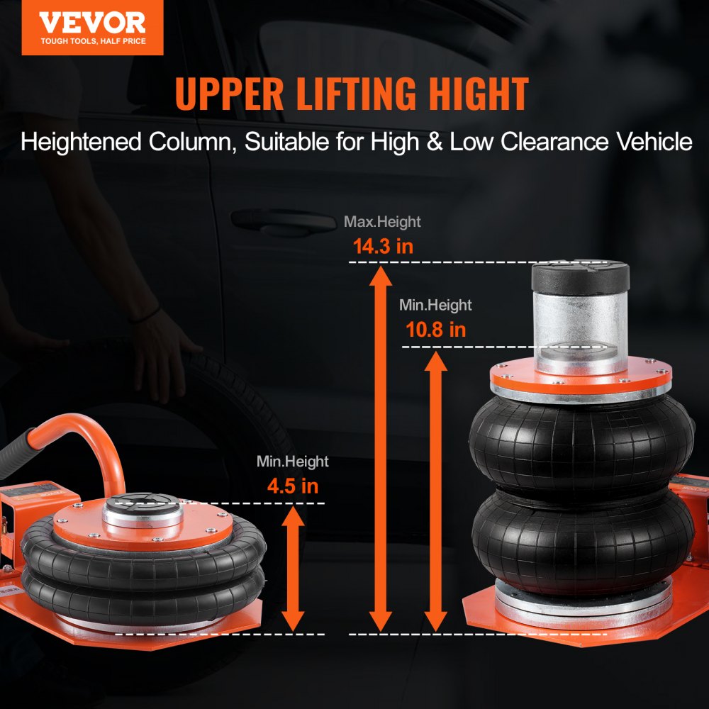 VEVOR Air Jack 3 Ton/6600 lbs Pneumatic Jack with Heightened Column for Sedan 