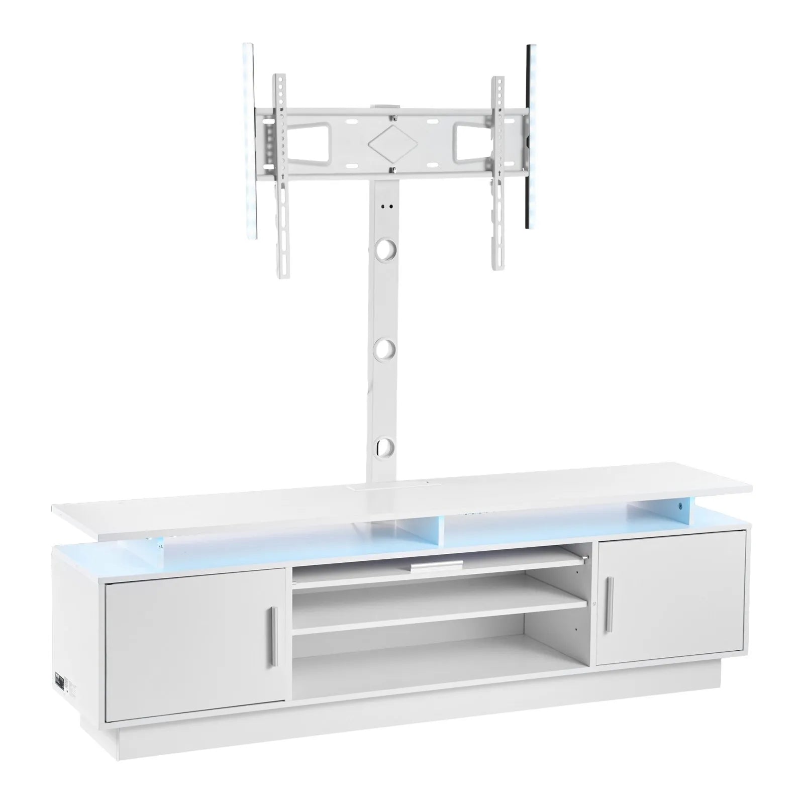 59.1" TV Stand with Swivel TV Mount, Power Outlet & LED Lights for 32–75" TVs