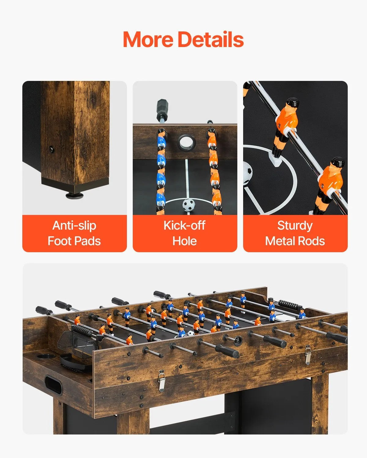 VEVOR 3-in-1 Combo Game Table Set, 54" Multi-Game Table with Air Hockey, Ping Pong, and Foosball 