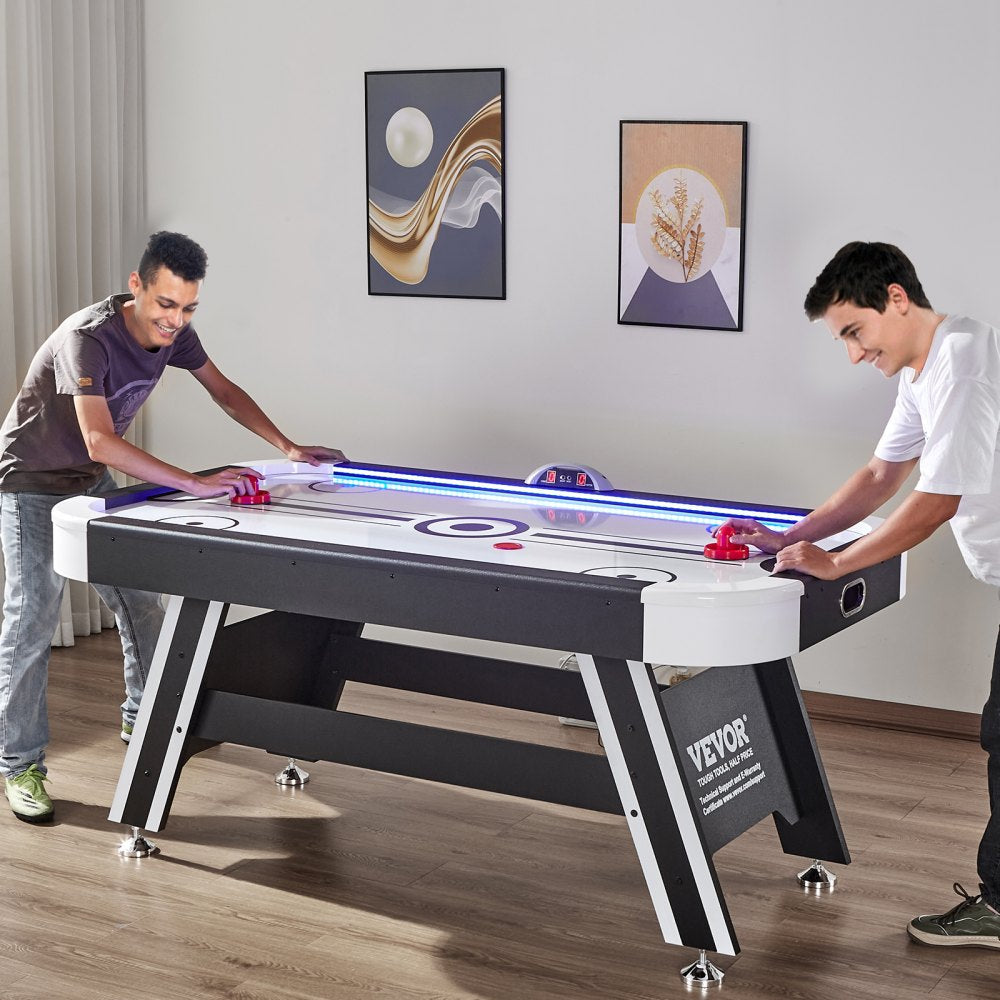VEVOR Air-Powered Hockey Table, 72" Indoor Hockey Table for Kids and Adults, LED Sports Hockey Game with 2 Pucks, 2 Pushers, and Electronic Score System, Arcade Gaming Set for Game Room Family Home 