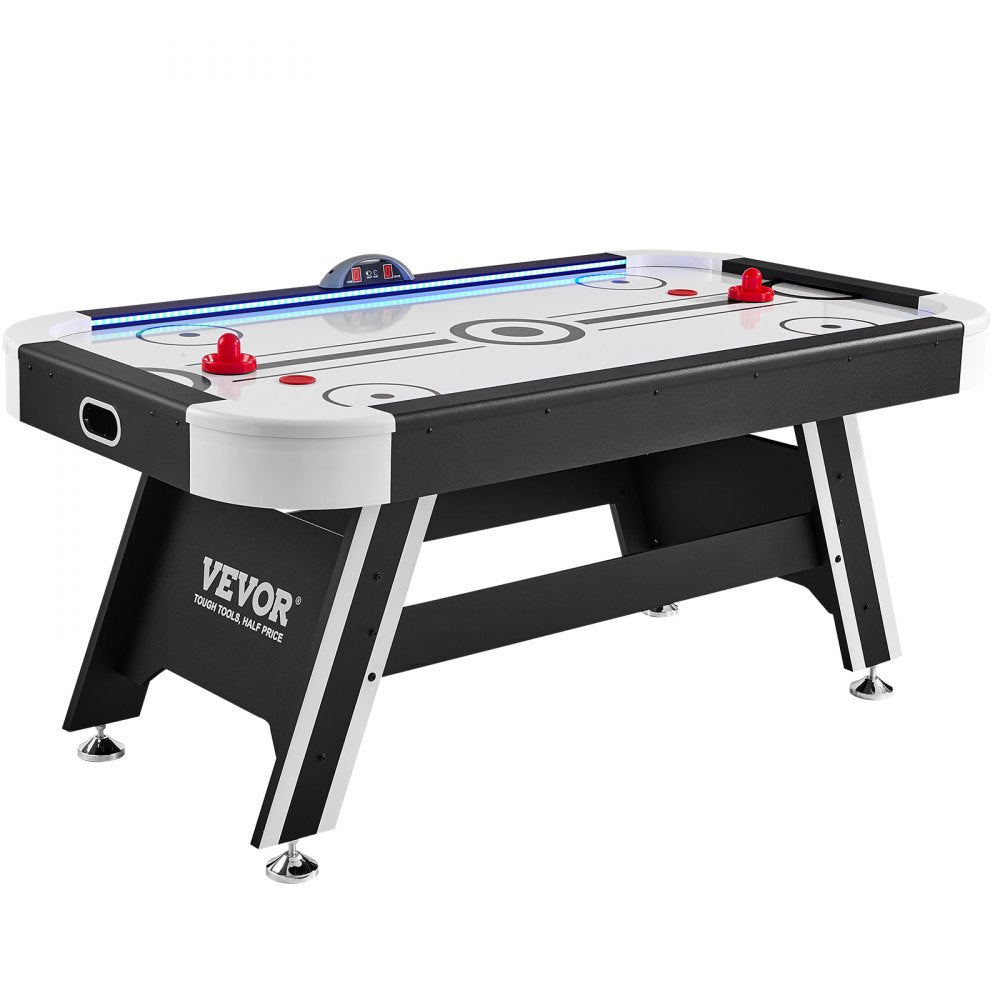 VEVOR Air-Powered Hockey Table, 72" Indoor Hockey Table for Kids and Adults, LED Sports Hockey Game with 2 Pucks, 2 Pushers, and Electronic Score System, Arcade Gaming Set for Game Room Family Home 