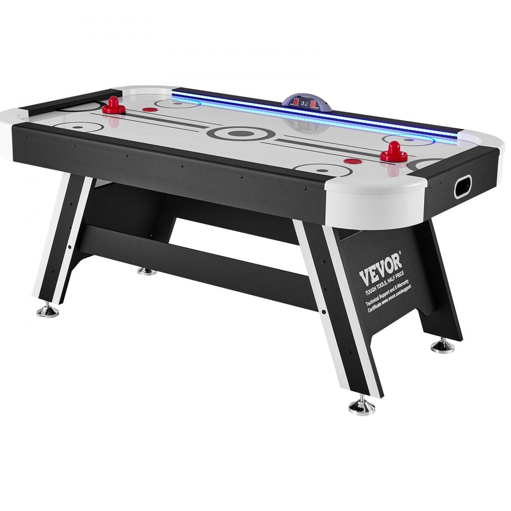 VEVOR Air-Powered Hockey Table, 72" Indoor Hockey Table for Kids and Adults, LED Sports Hockey Game with 2 Pucks, 2 Pushers, and Electronic Score System, Arcade Gaming Set for Game Room Family Home 