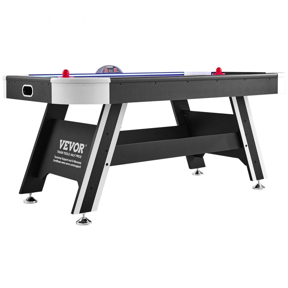 VEVOR Air-Powered Hockey Table, 72" Indoor Hockey Table for Kids and Adults, LED Sports Hockey Game with 2 Pucks, 2 Pushers, and Electronic Score System, Arcade Gaming Set for Game Room Family Home 