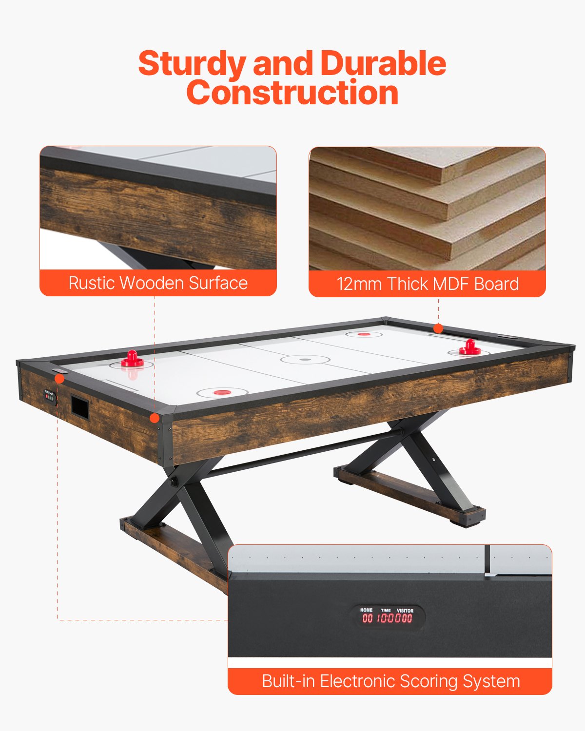 VEVOR 84" Air Hockey Table Air Powered Arcade Table Electronic Scorer Pushers 