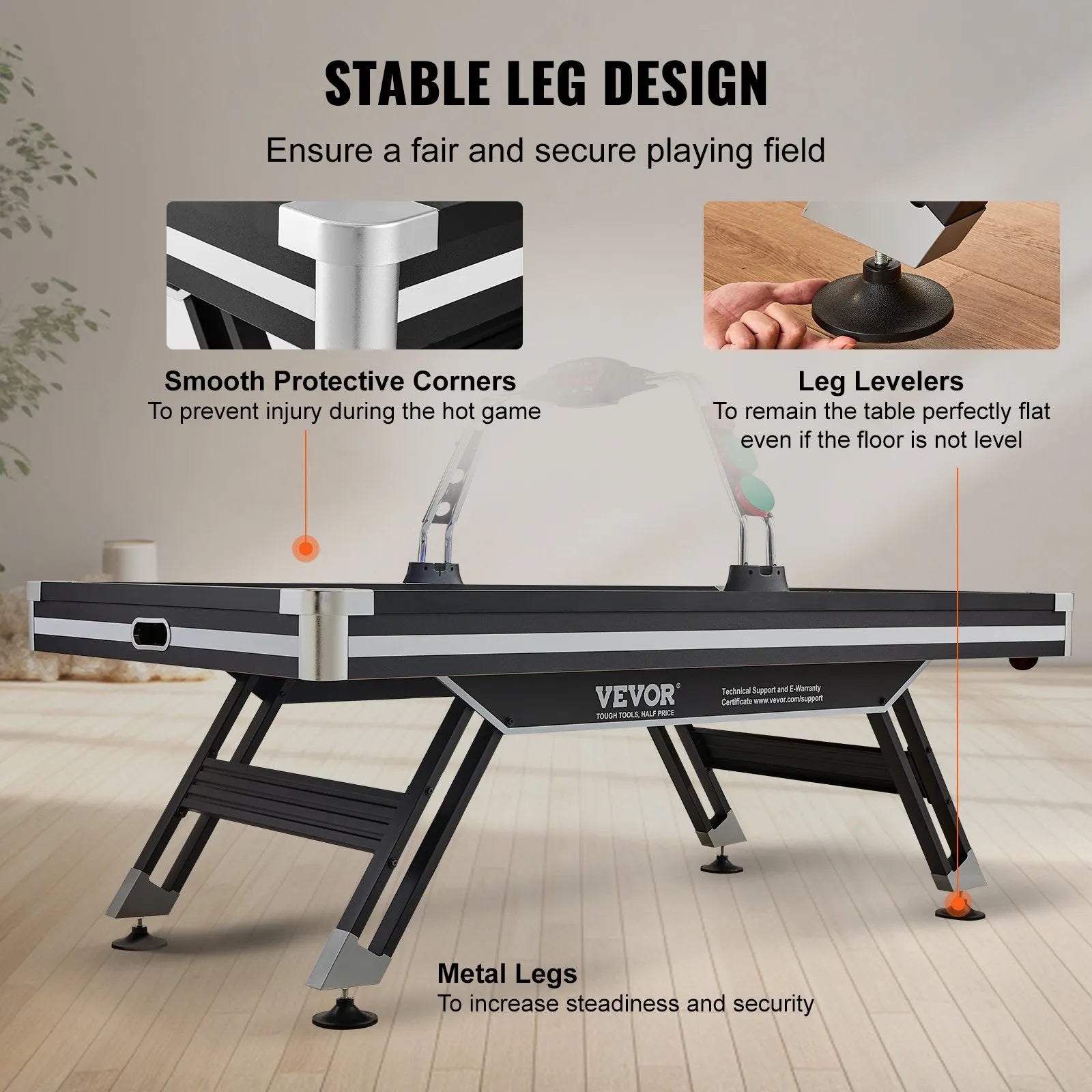 VEVOR Air-Powered Hockey Table 89" – Indoor LED Sports Hockey Game with Electronic Score System