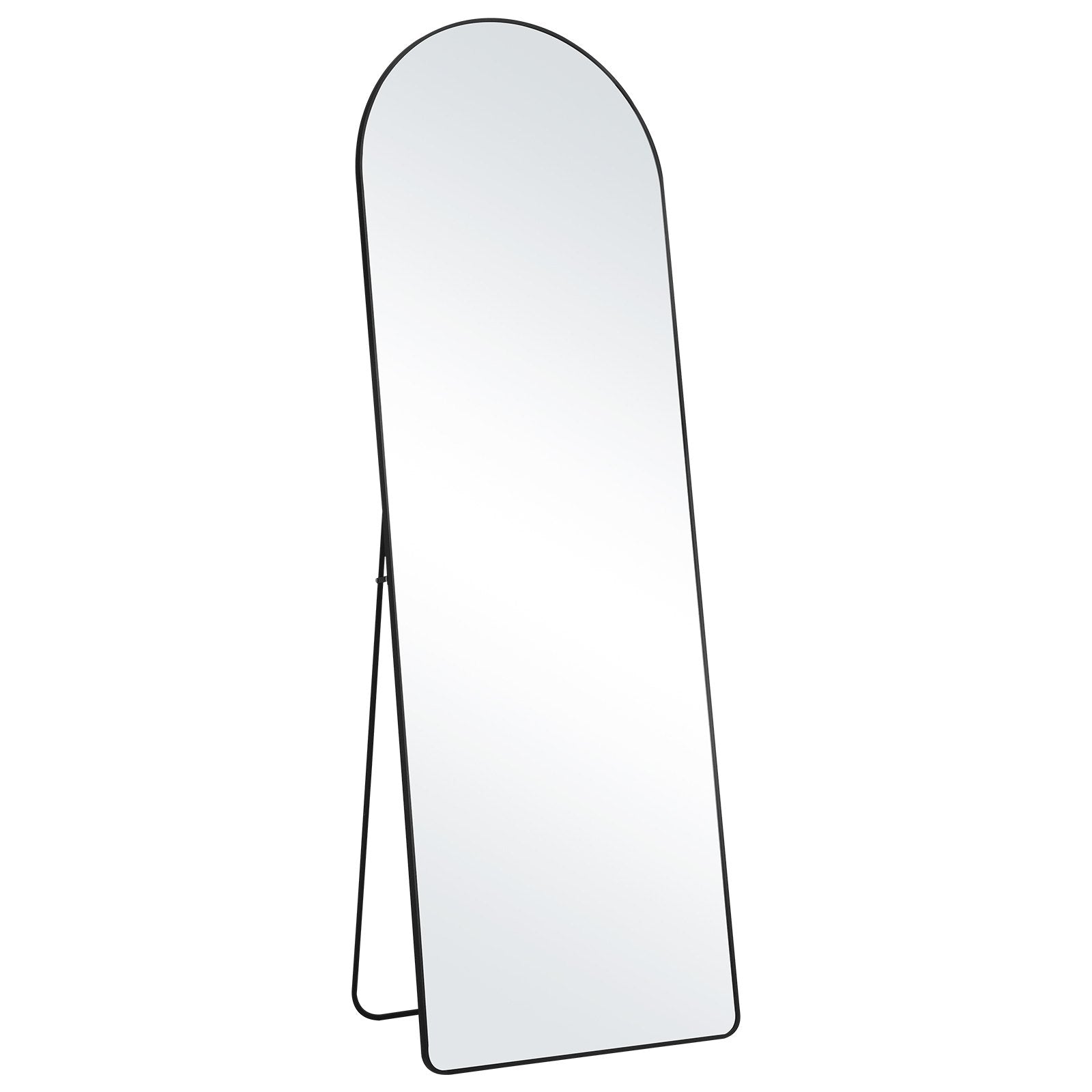 VEVOR Arched Full Length Mirror, 65'' x 22'', Large Free Standing Leaning Hanging Wall Mounted Floor Mirror with Stand Aluminum Alloy Frame, Full Body Dressing Mirror for Living Room Bedroom, Black 