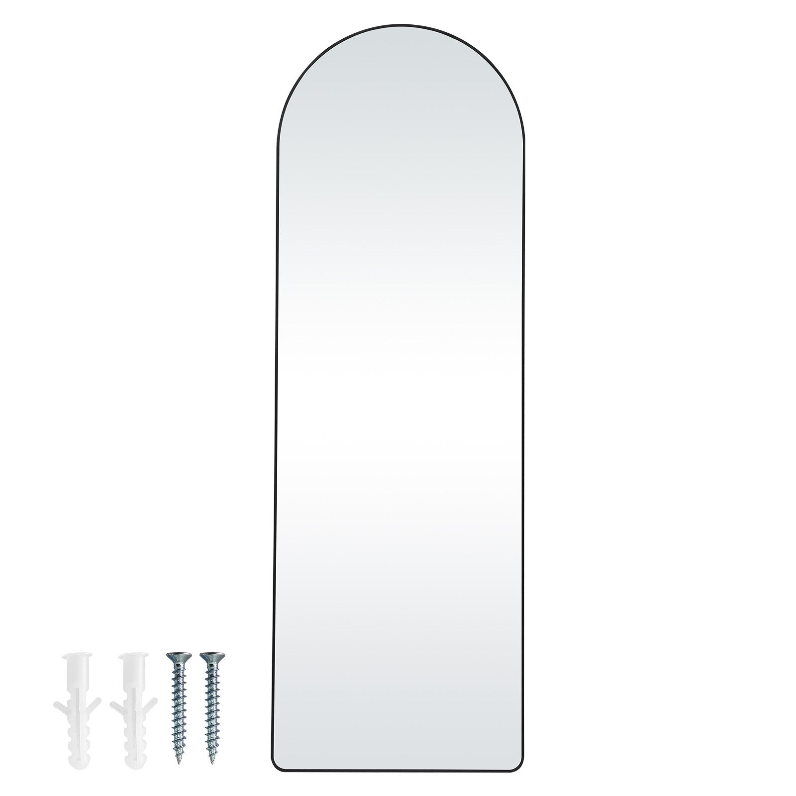 VEVOR Arched Full Length Mirror, 65'' x 22'', Large Free Standing Leaning Hanging Wall Mounted Floor Mirror with Stand Aluminum Alloy Frame, Full Body Dressing Mirror for Living Room Bedroom, Black 