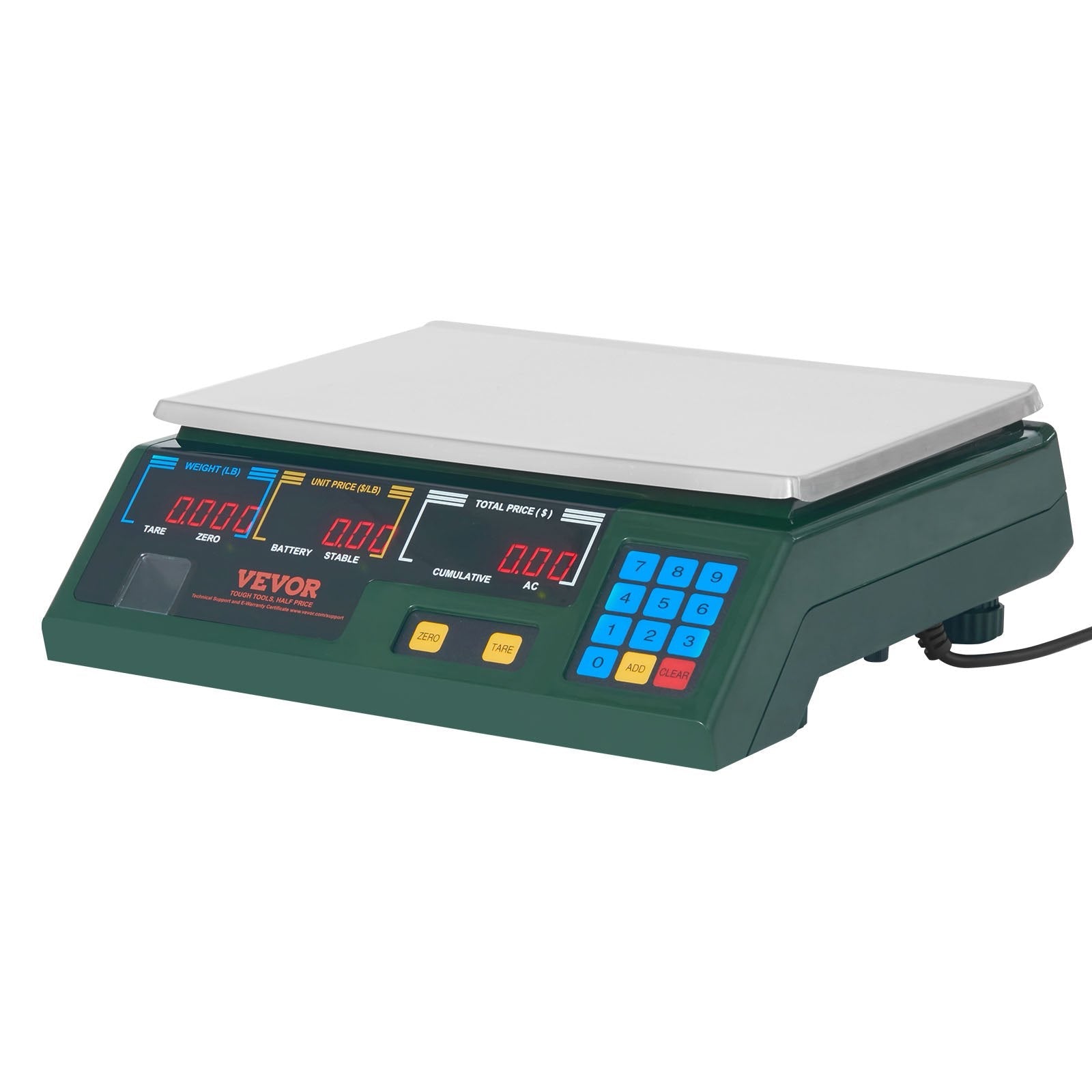 VEVOR Electronic Price Computing Scale, 66 LB Digital Deli Weight Scales, LED Digital Commercial Food Fruit Meat Produce Counting Weight, for Retail Outlet Store, Kitchen, Restaurant Market, Farmer 