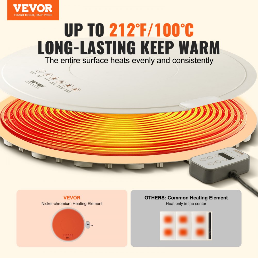 VEVOR Electric Warming Tray Rollable Food Warming Mat w/ Temp Control for Buffet 
