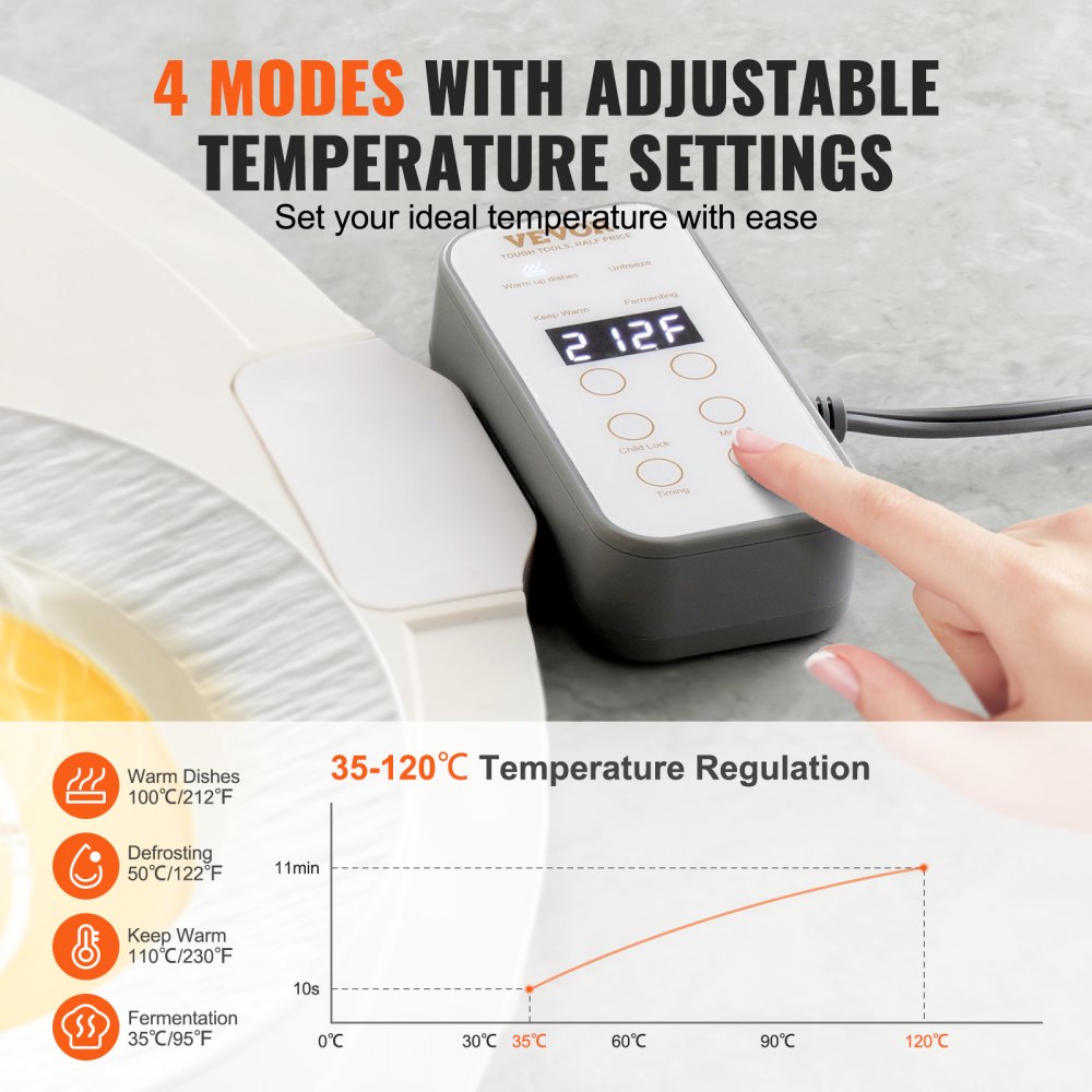 VEVOR Electric Warming Tray Rollable Food Warming Mat w/ Temp Control for Buffet 