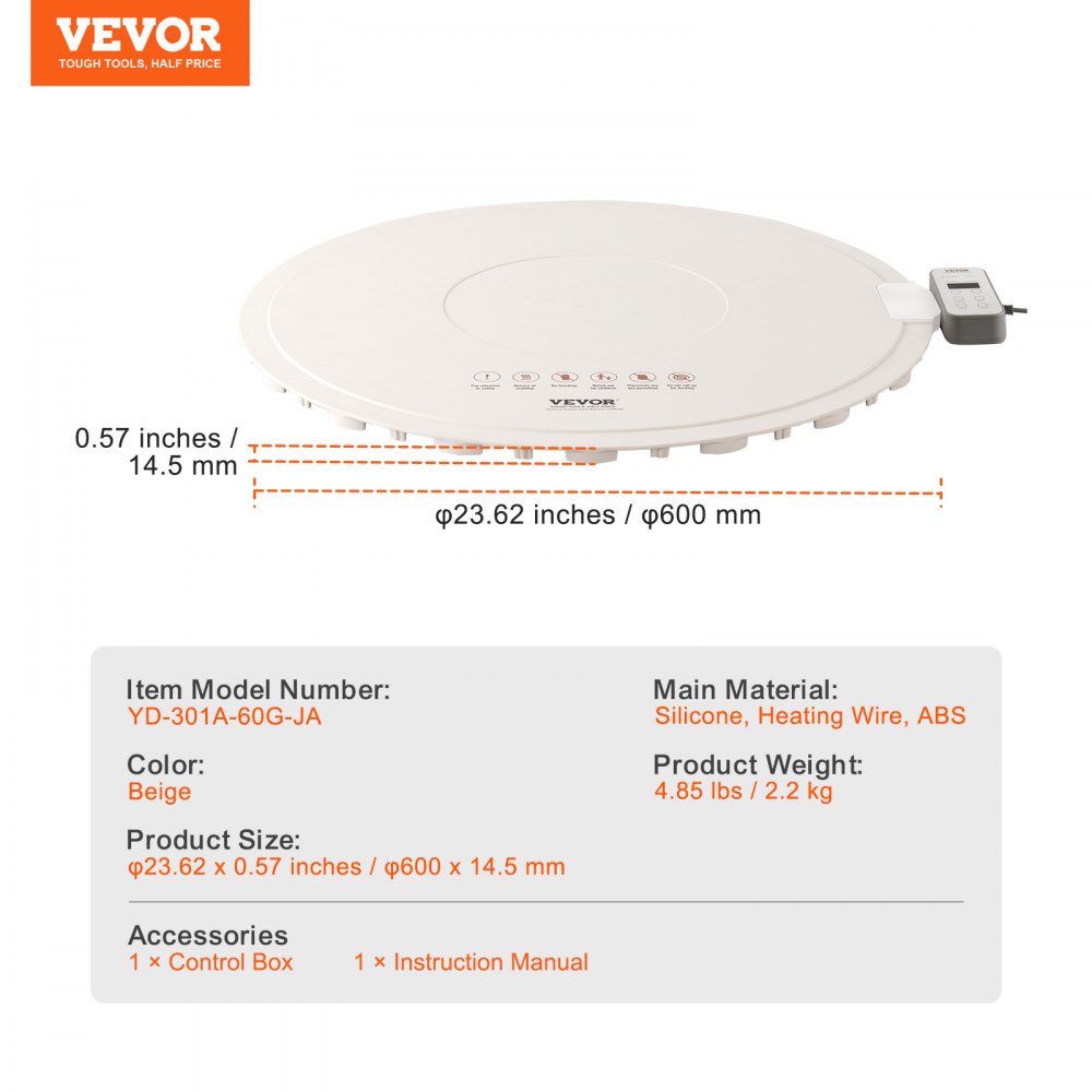 VEVOR Electric Warming Tray Rollable Food Warming Mat w/ Temp Control for Buffet 