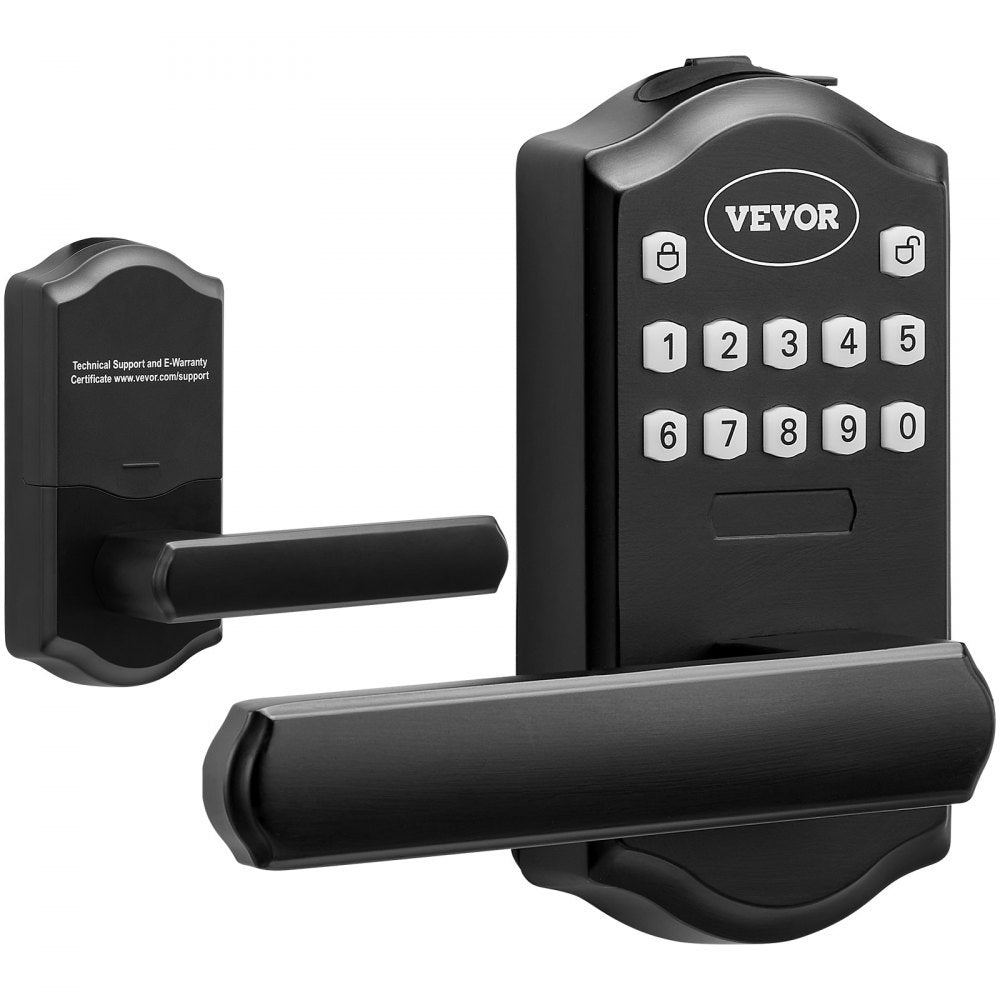 VEVOR Keyless Entry Door Lock, Password and Key Unlock Combination Door Lock, Electronic Keypad Entry Lever, Auto-Locking Keypad Door Lock with Deadbolt for Front Door, Matte Black, 5.63 x 2.76 in 