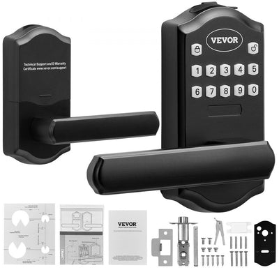 VEVOR Keyless Entry Door Lock, Password and Key Unlock Combination Door Lock, Electronic Keypad Entry Lever, Auto-Locking Keypad Door Lock with Deadbolt for Front Door, Matte Black, 5.63 x 2.76 in 