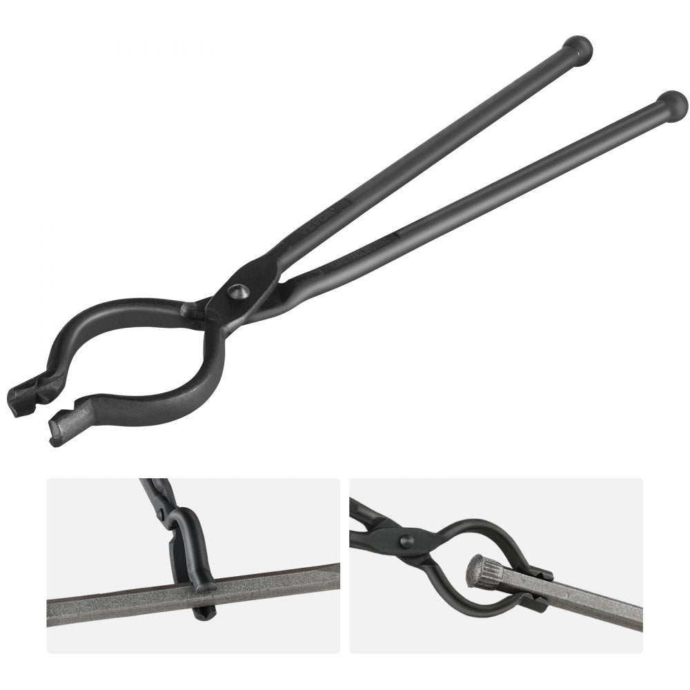 VEVOR Blacksmith Tongs, 18” V-Bit Bolt Tongs, Carbon Steel Forge Tongs with A3 Steel Rivets, for Long, Irregular, and Nail-shaped Forgings, for Beginner and Seasoned Blacksmiths and Bladesmiths 