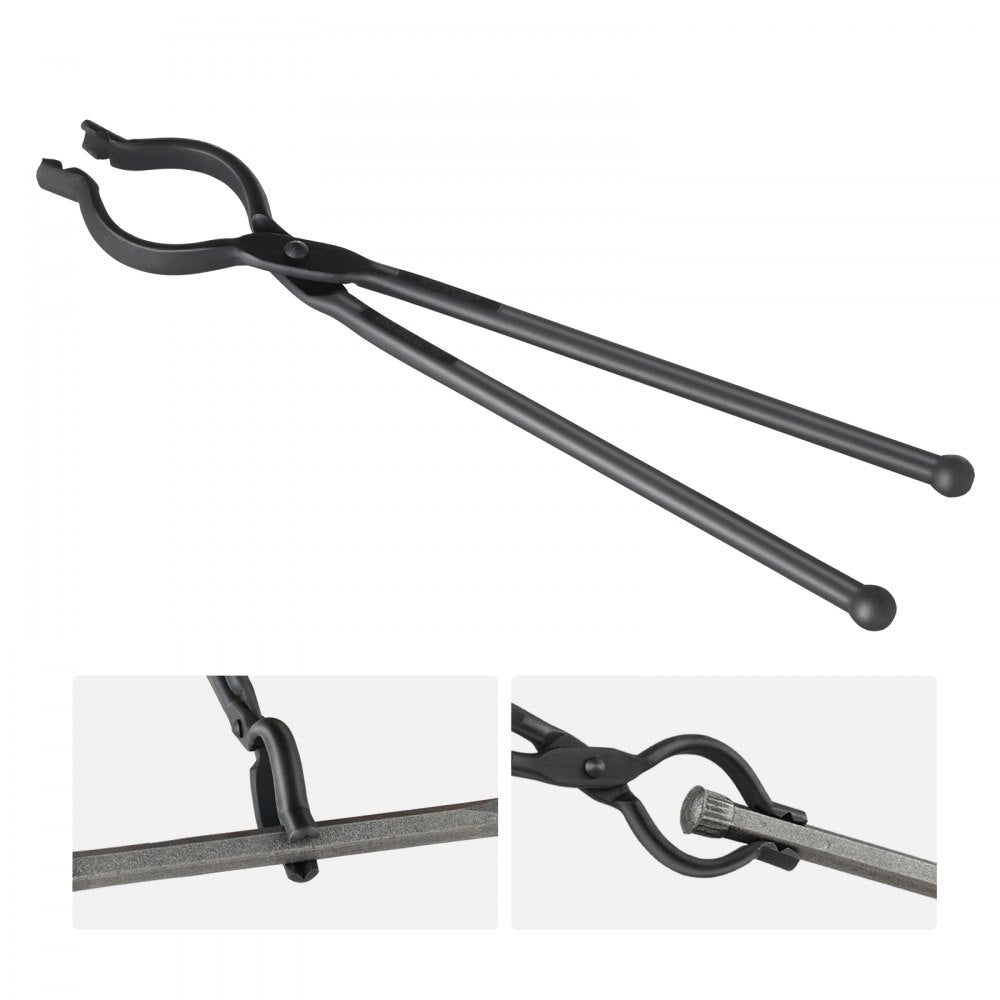 VEVOR Blacksmith Tongs, 18” V-Bit Bolt Tongs, Carbon Steel Forge Tongs with A3 Steel Rivets, for Long, Irregular, and Nail-shaped Forgings, for Beginner and Seasoned Blacksmiths and Bladesmiths 