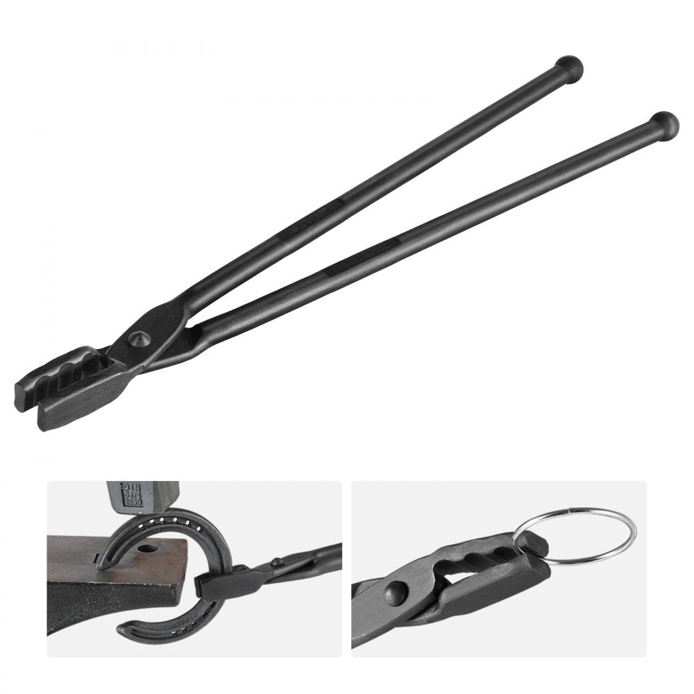 VEVOR Blacksmith Tongs, 18” Wolf Jaw Tongs, Carbon Steel Forge Tongs with A3 Steel Rivets, for Horseshoes, Curved Shapes, Block Forgings, for Beginner and Seasoned Blacksmiths and Bladesmiths 