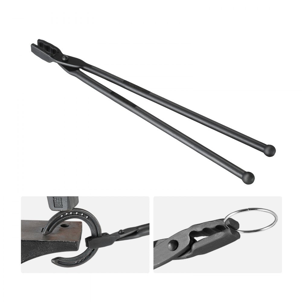 VEVOR Blacksmith Tongs, 18” Wolf Jaw Tongs, Carbon Steel Forge Tongs with A3 Steel Rivets, for Horseshoes, Curved Shapes, Block Forgings, for Beginner and Seasoned Blacksmiths and Bladesmiths 