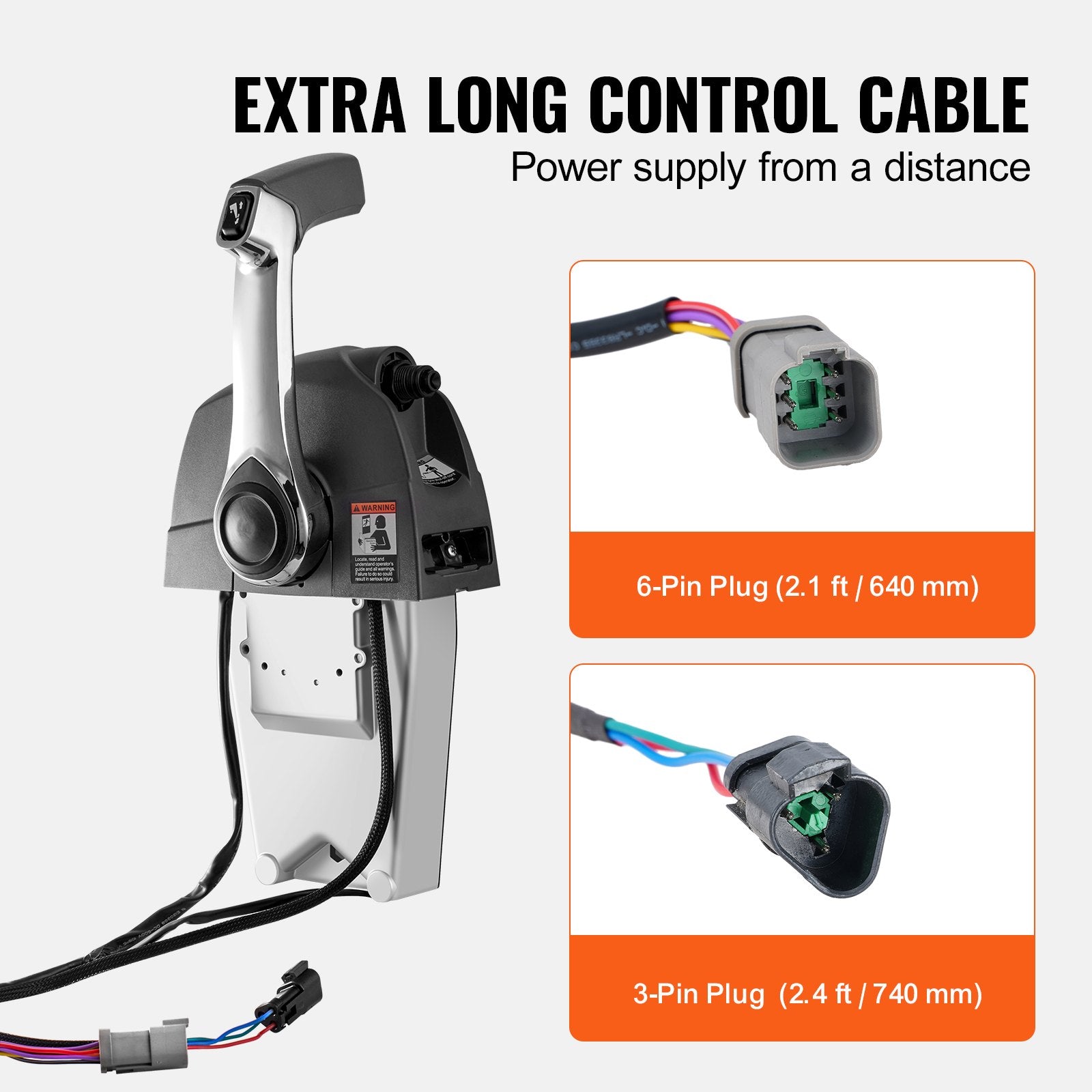 VEVOR Boat Throttle Control, 5006186 Top-Mounted Outboard Remote Control Box for Evinrude Johnson, Marine Throttle Control Box with Power Trim Switch and Lanyard 