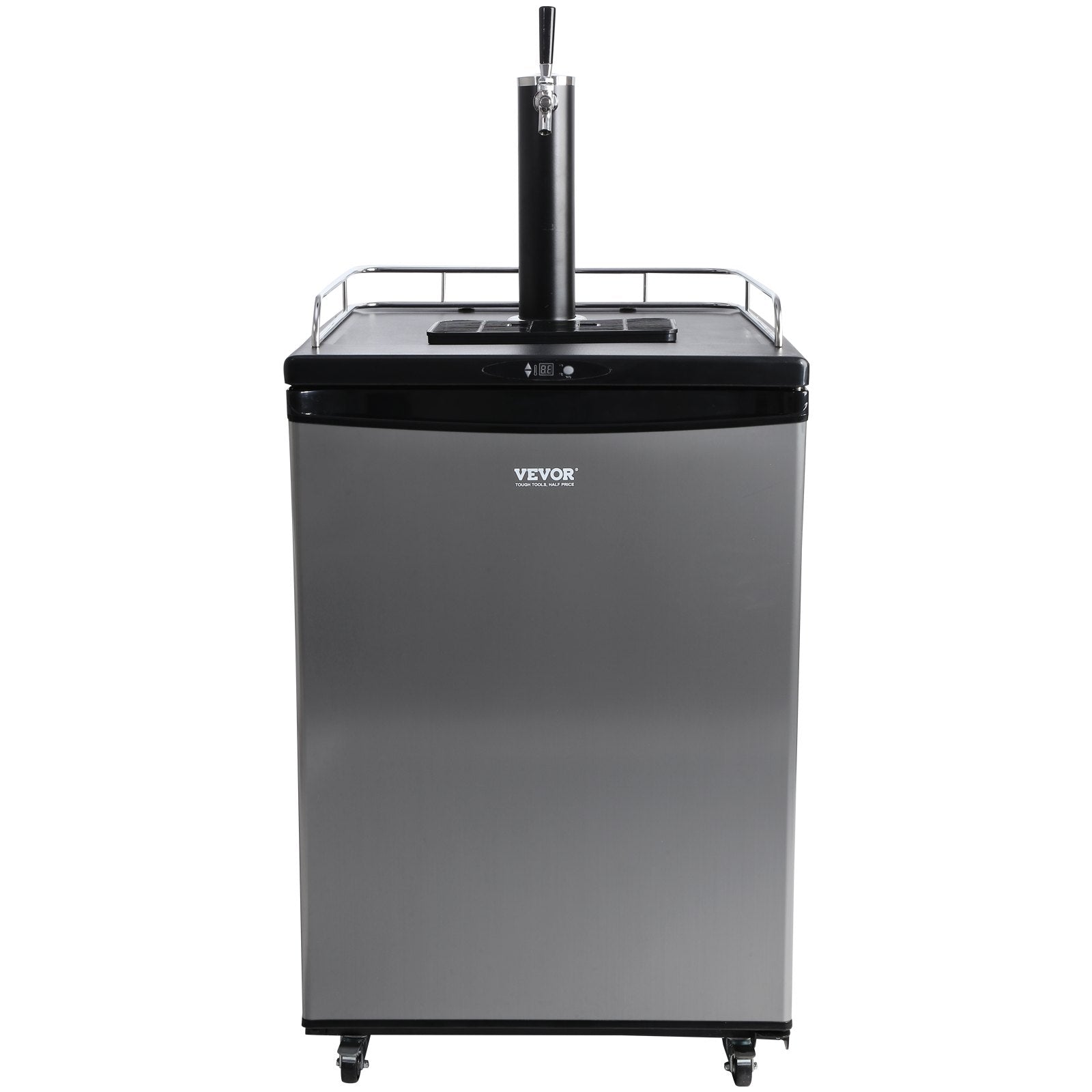 VEVOR Beer Kegerator, Single Tap Draft Beer Dispenser, Full Size Keg Refrigerator With Shelves, CO2 Cylinder, Drip Tray & Rail, 32°F- 75.2°F Temperature Control, Holds 1/6, 1/4, 1/2 Barrels, Black 