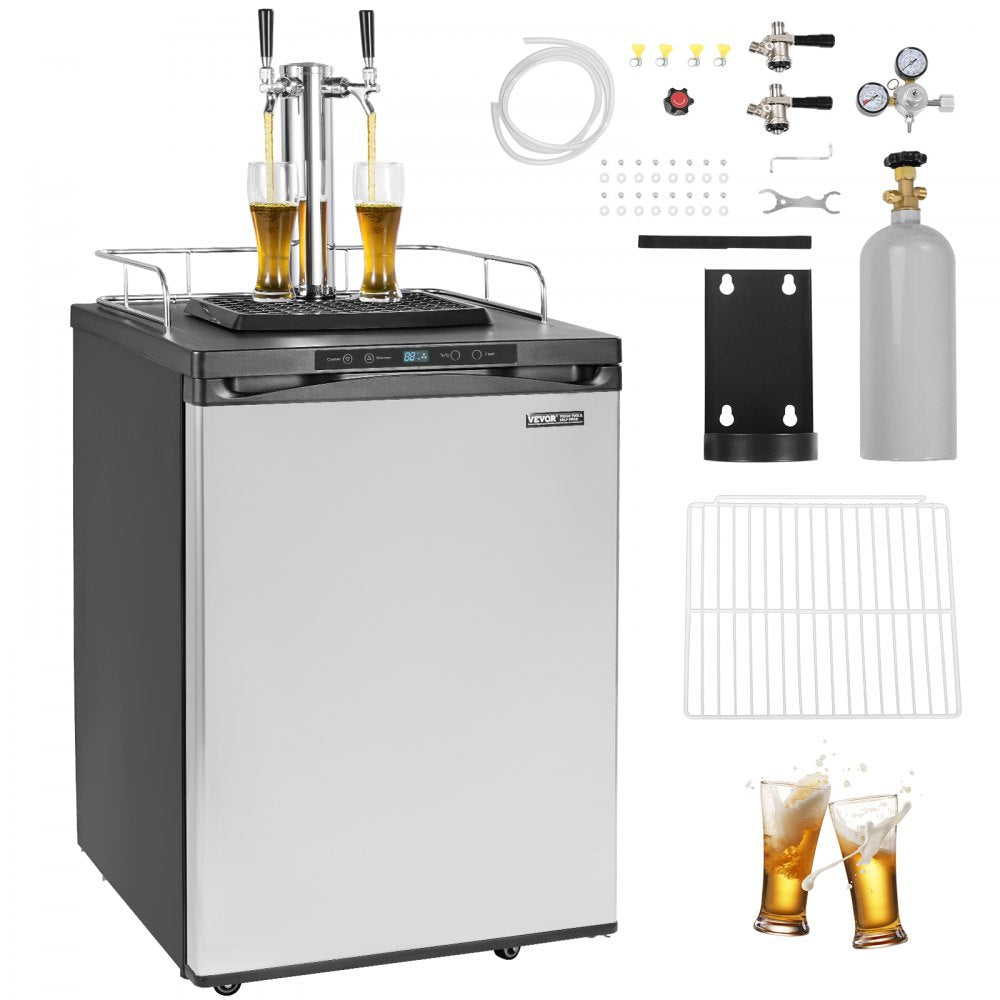 VEVOR Beer Kegerator Draft Beer Dispenser Full Size Keg Refrigerator Dual Tap 