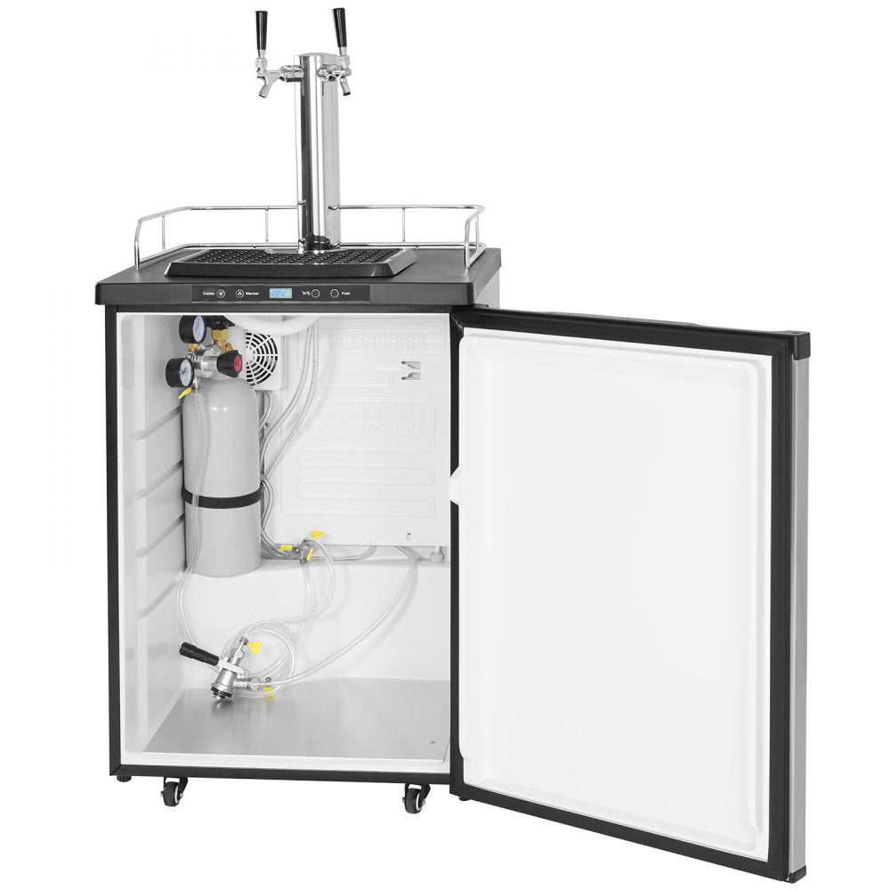 VEVOR Beer Kegerator Draft Beer Dispenser Full Size Keg Refrigerator Dual Tap 