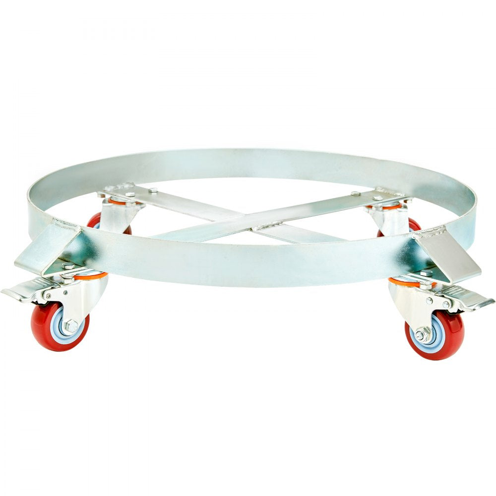 VEVOR 55 Gallon Heavy Duty Drum Dolly, 1000lbs Load Capacity, Barrel Dolly Cart Drum Caddy, Non Tipping Hand Truck Capacity Dollies with Steel Frame 4 Swivel Casters Wheel, for Warehouse Drum Handling 