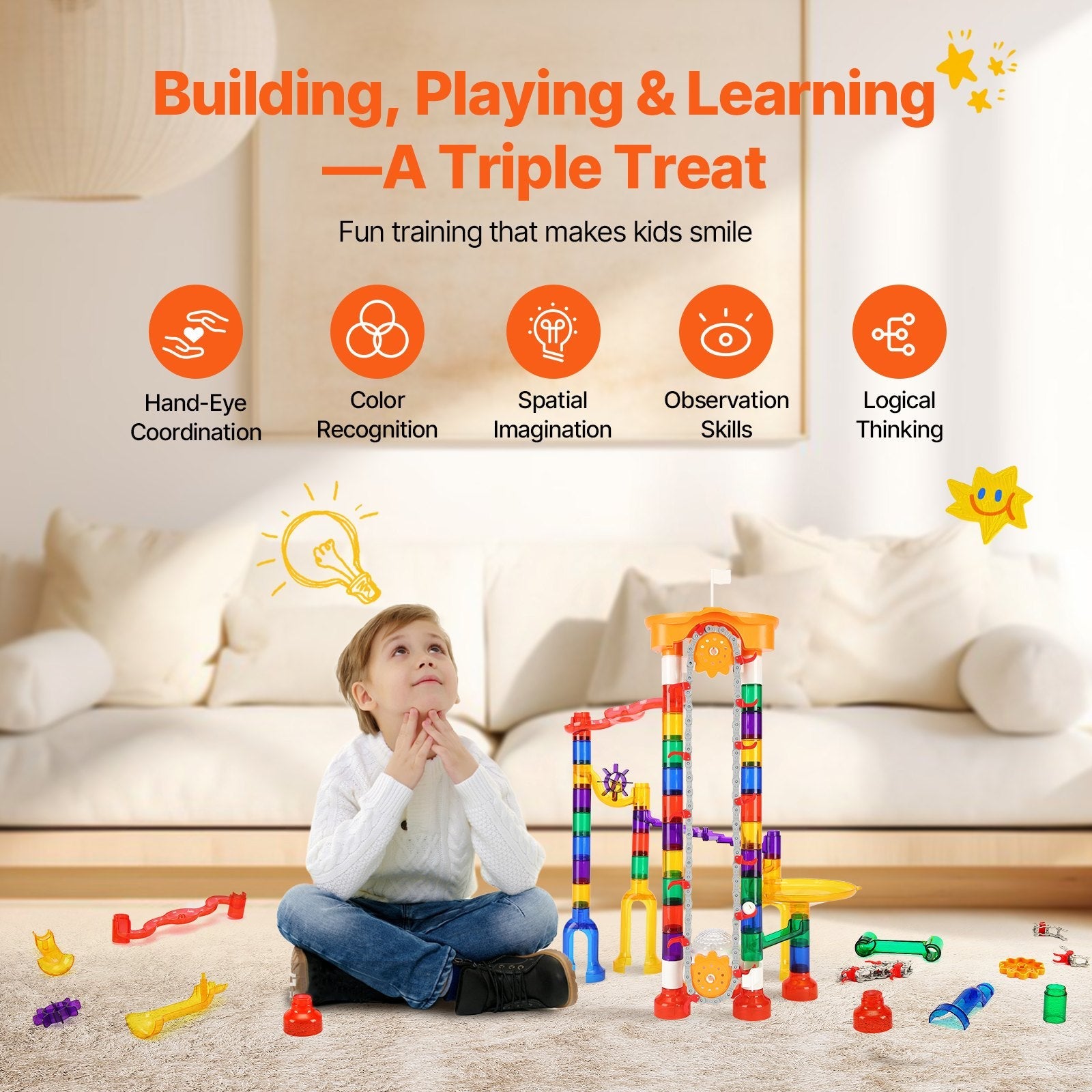 VEVOR Marble Run Set 153 PCS with Motorized Elevator Educational Gift for Kids 