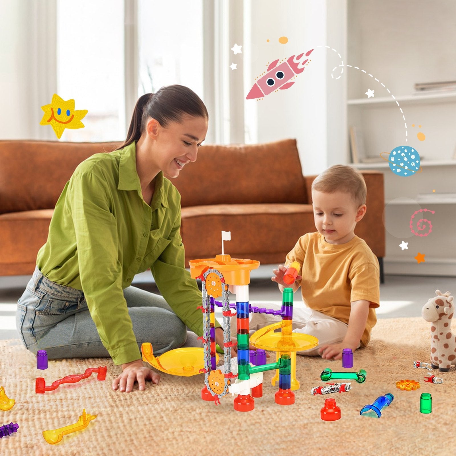 VEVOR Marble Run Set 153 PCS with Motorized Elevator Educational Gift for Kids 
