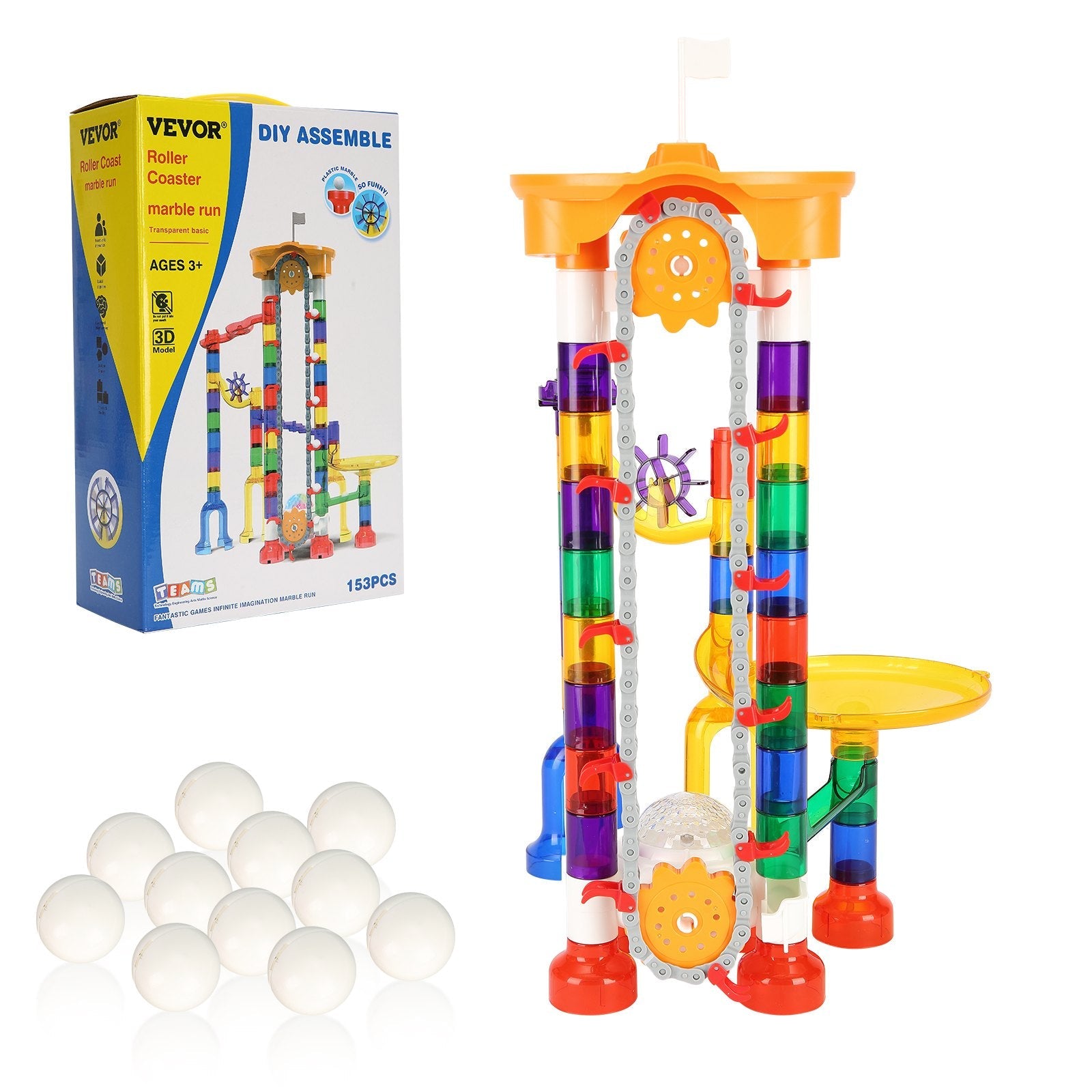 VEVOR Marble Run Set 153 PCS with Motorized Elevator Educational Gift for Kids 