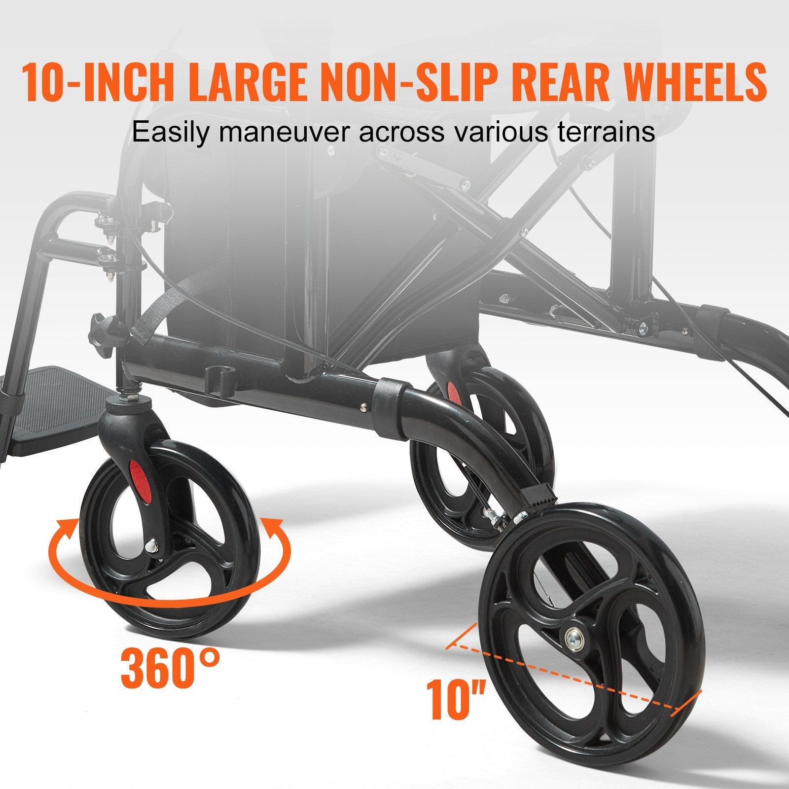 VEVOR 2 in 1 Rollator Walker & Transport Chair for Seniors, Folding Rolling Walker Wheelchair Combo & Footrests, Lightweight Aluminum Mobility Walker with Adjustable Handle, All Terrain Wheels, 300LBS 