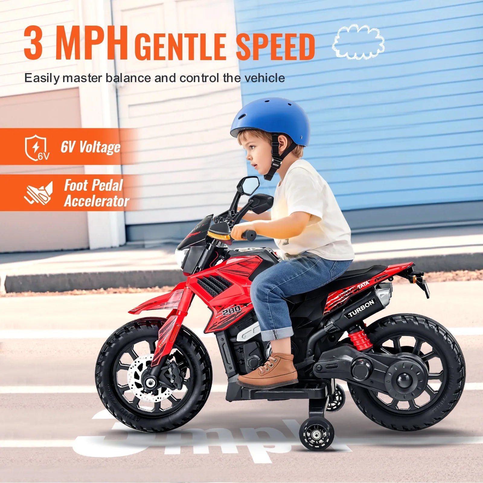 VEVOR Kids Ride on Motorcycle 6V Electric Motorbike with LED for Kids Aged 3+