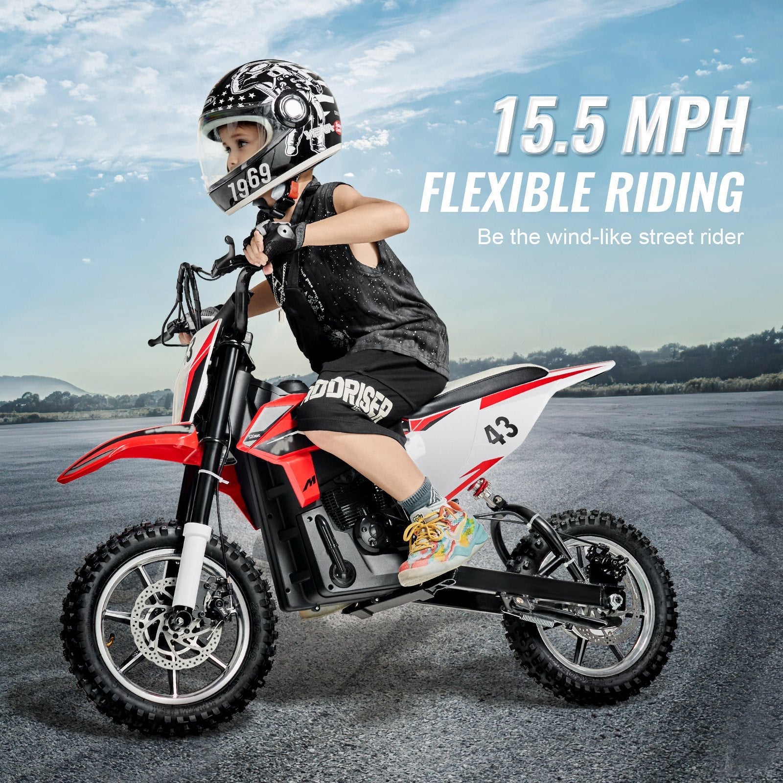 VEVOR Kids Ride on Motorcycle 36V Electric Motorbike with LED for Kids Aged 14+ 