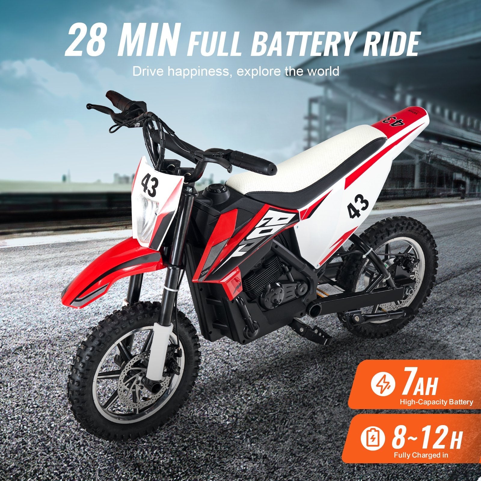 VEVOR Kids Ride on Motorcycle 36V Electric Motorbike with LED for Kids Aged 14+ 