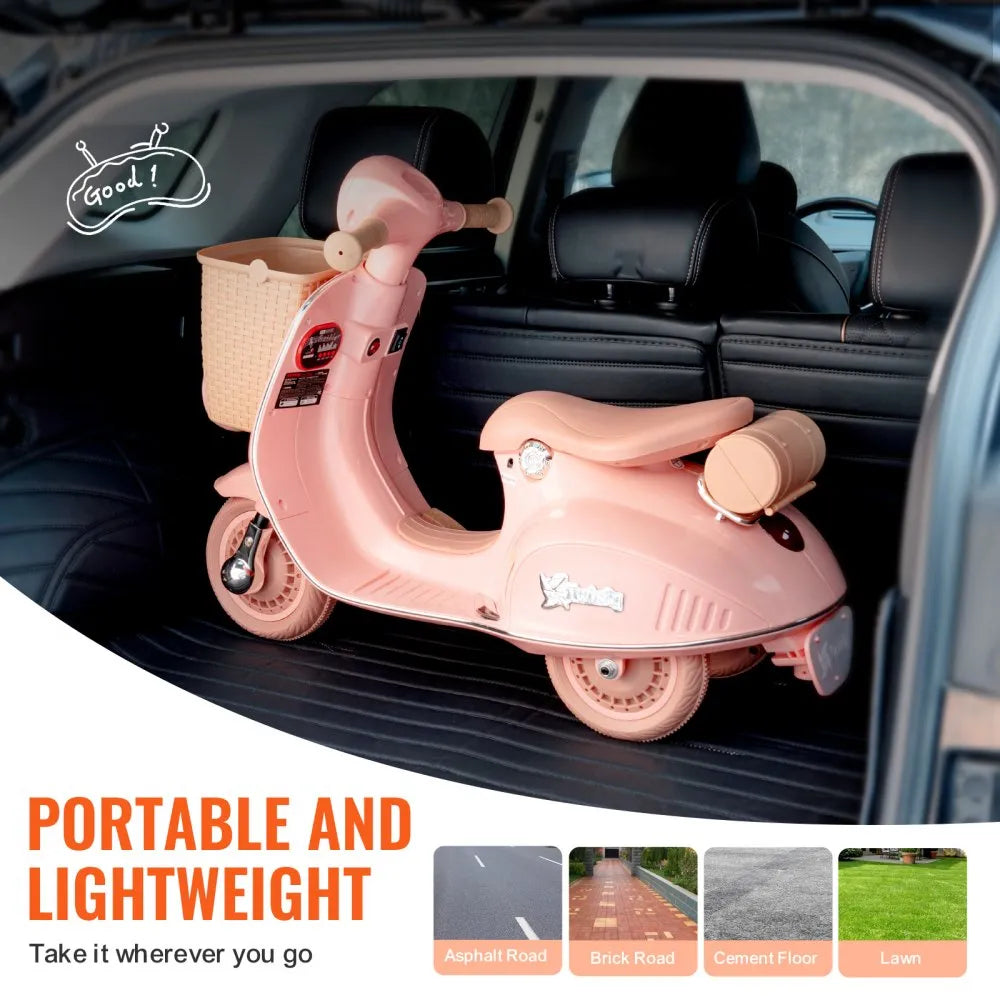 VEVOR Kids Ride on Motorcycle 12V Electric Motor Trike with LED for Kids Aged 3+
