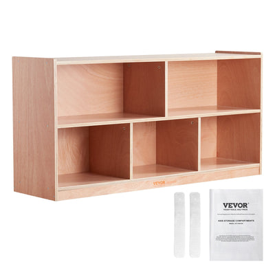 VEVOR 4-Tier Kids Wooden Bookshelf, Six-Layer Sling Bookcase, Baby Storage Book Rack, Book Toy Organizer Cabinet, for Kids Room, Playroom, Kindergarten, Nursery 