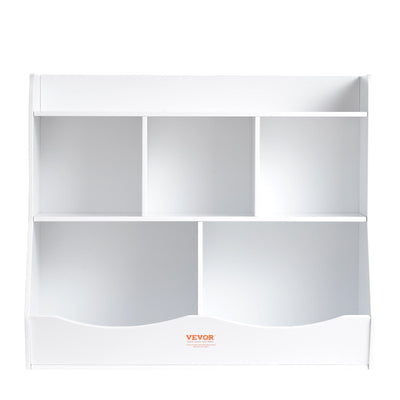 VEVOR Wood Kid Storage Cubby, Toy Storage Organizer with Bookshelf, 5-Cubby Wood Toy Storage Cabinet, Children Book Toy Shelf for Kids Room, Playroom, Kindergarten, Nursery, White 