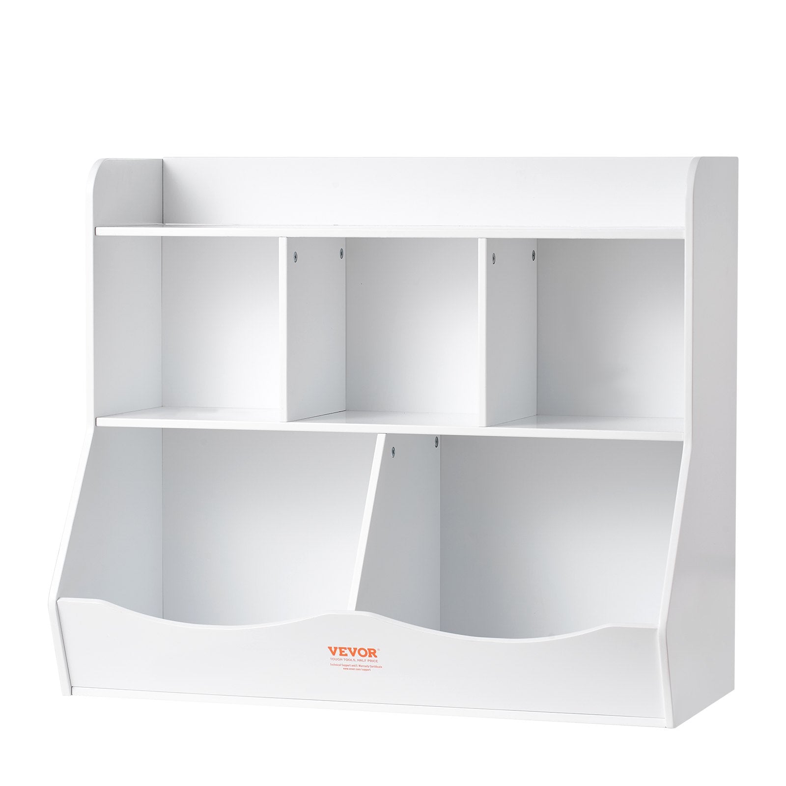 VEVOR Wood Kid Storage Cubby, Toy Storage Organizer with Bookshelf, 5-Cubby Wood Toy Storage Cabinet, Children Book Toy Shelf for Kids Room, Playroom, Kindergarten, Nursery, White 