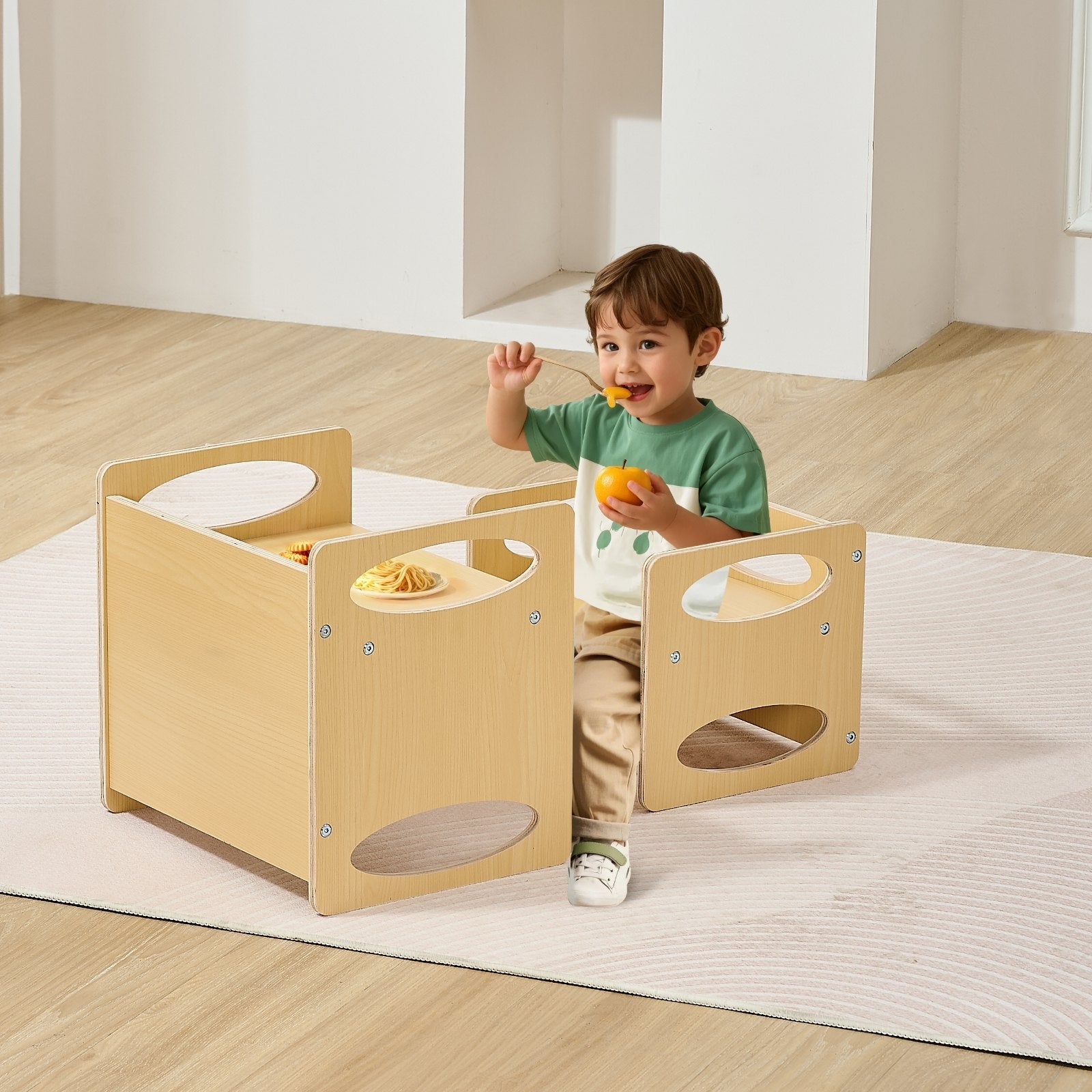 VEVOR Weaning Table and Chair Set Montessori Kids Activity Table and Chair Wood 