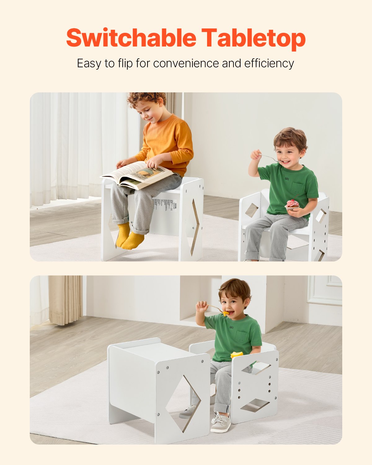 VEVOR Weaning Table and Chair Set Montessori Kids Activity Table and Chair White 