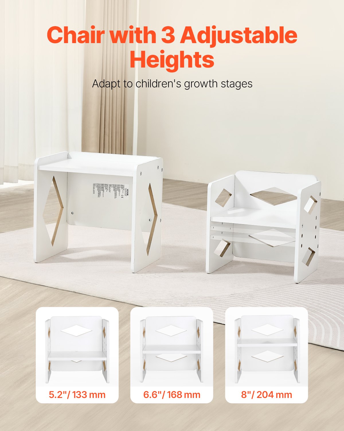 VEVOR Weaning Table and Chair Set Montessori Kids Activity Table and Chair White 