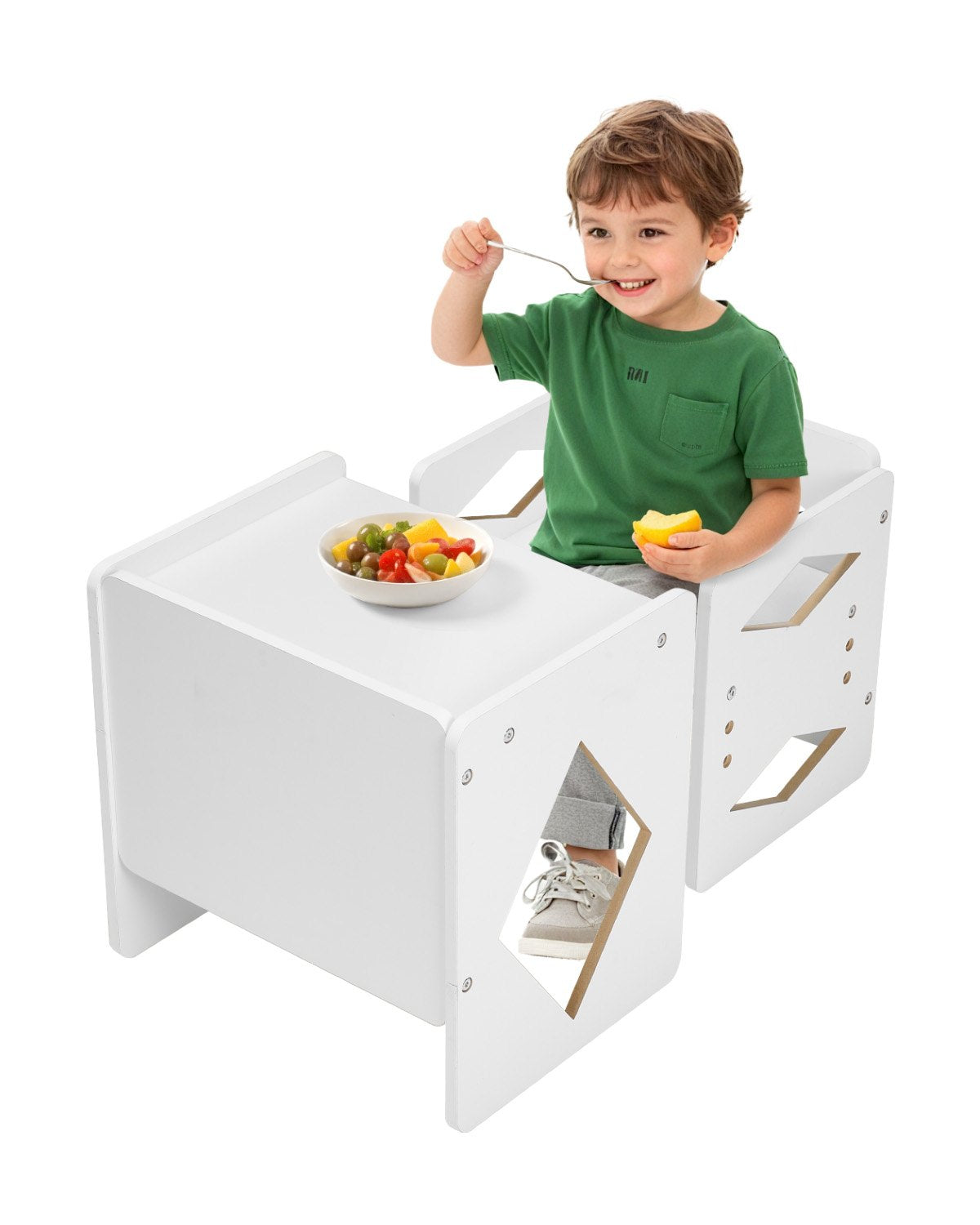 VEVOR Weaning Table and Chair Set Montessori Kids Activity Table and Chair White 