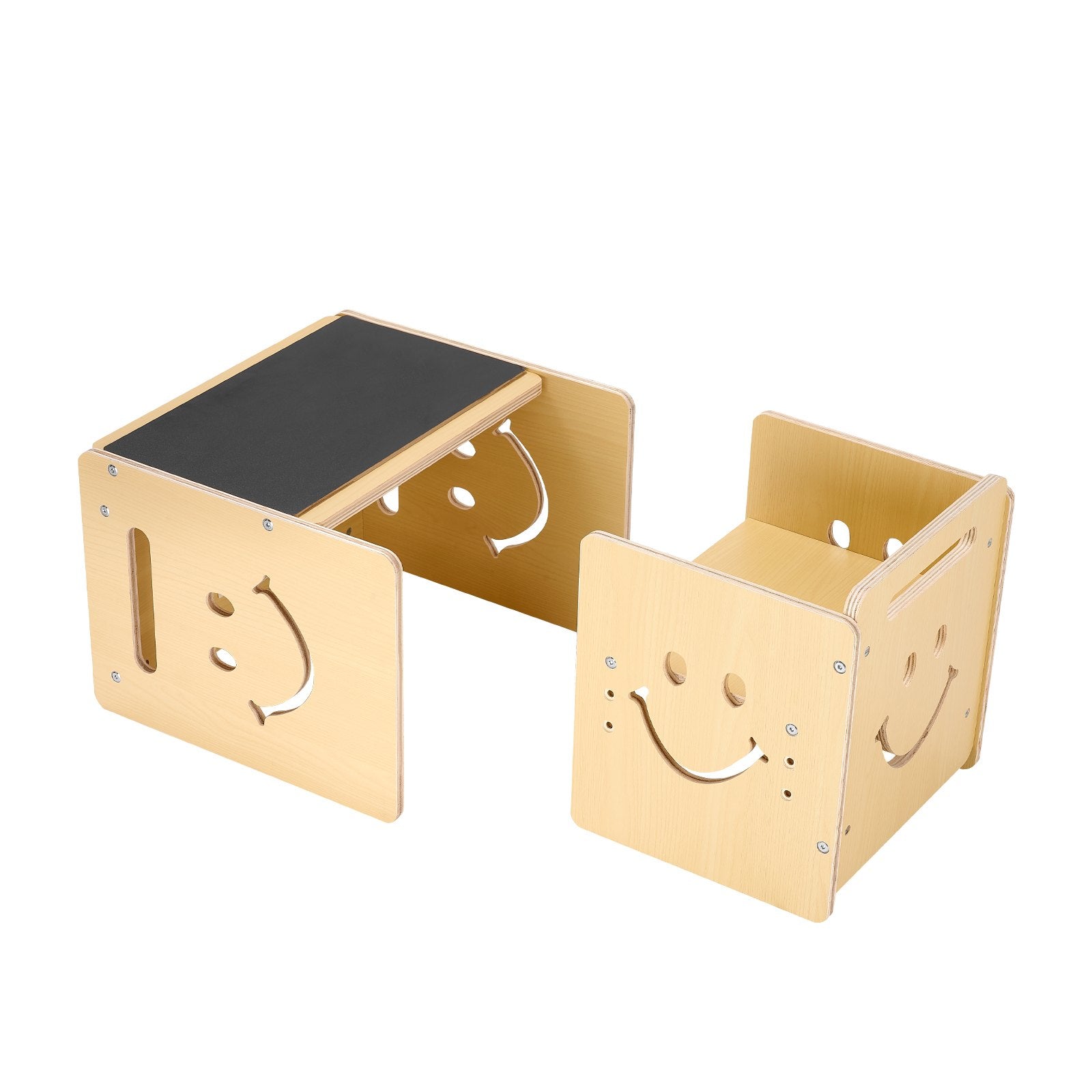 VEVOR Weaning Table and Chair Set Montessori Toddler Desk with Blackboard Wood 