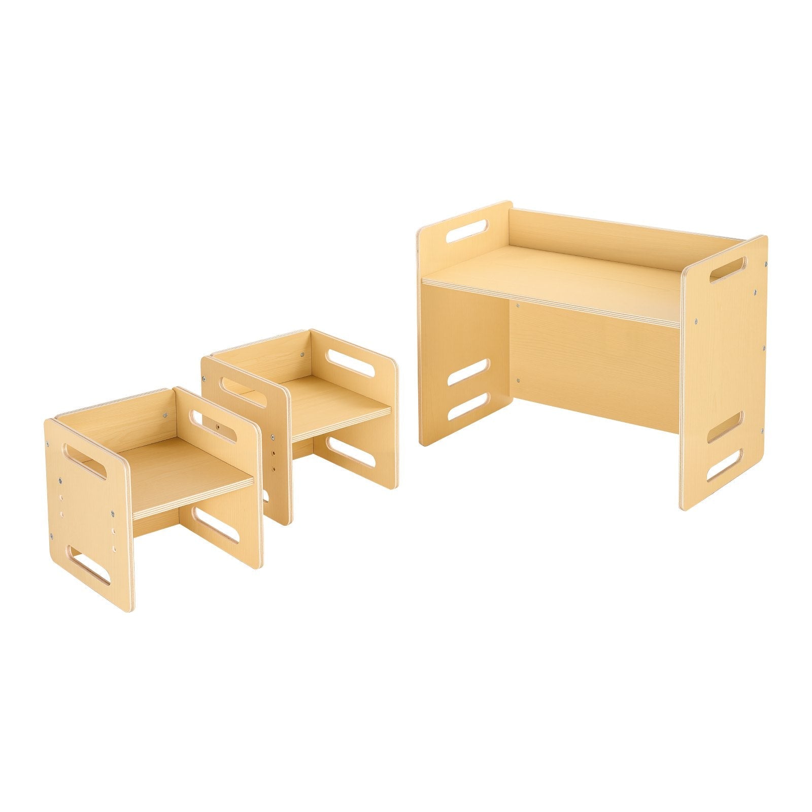 VEVOR Weaning Table and Chair Set Montessori Toddler Desk with 2 Chairs Wood 