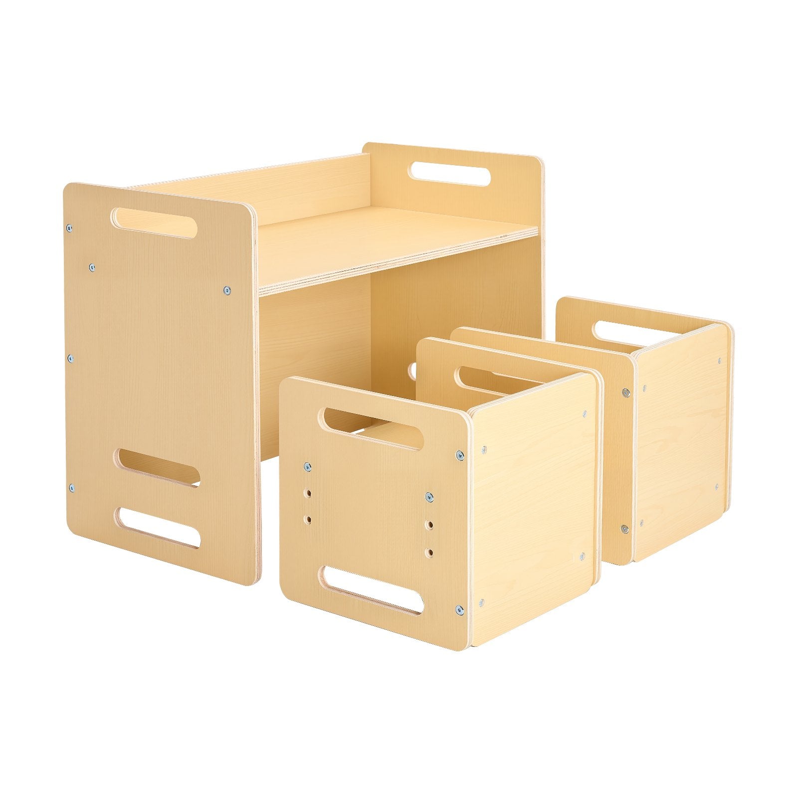 VEVOR Weaning Table and Chair Set Montessori Toddler Desk with 2 Chairs Wood 