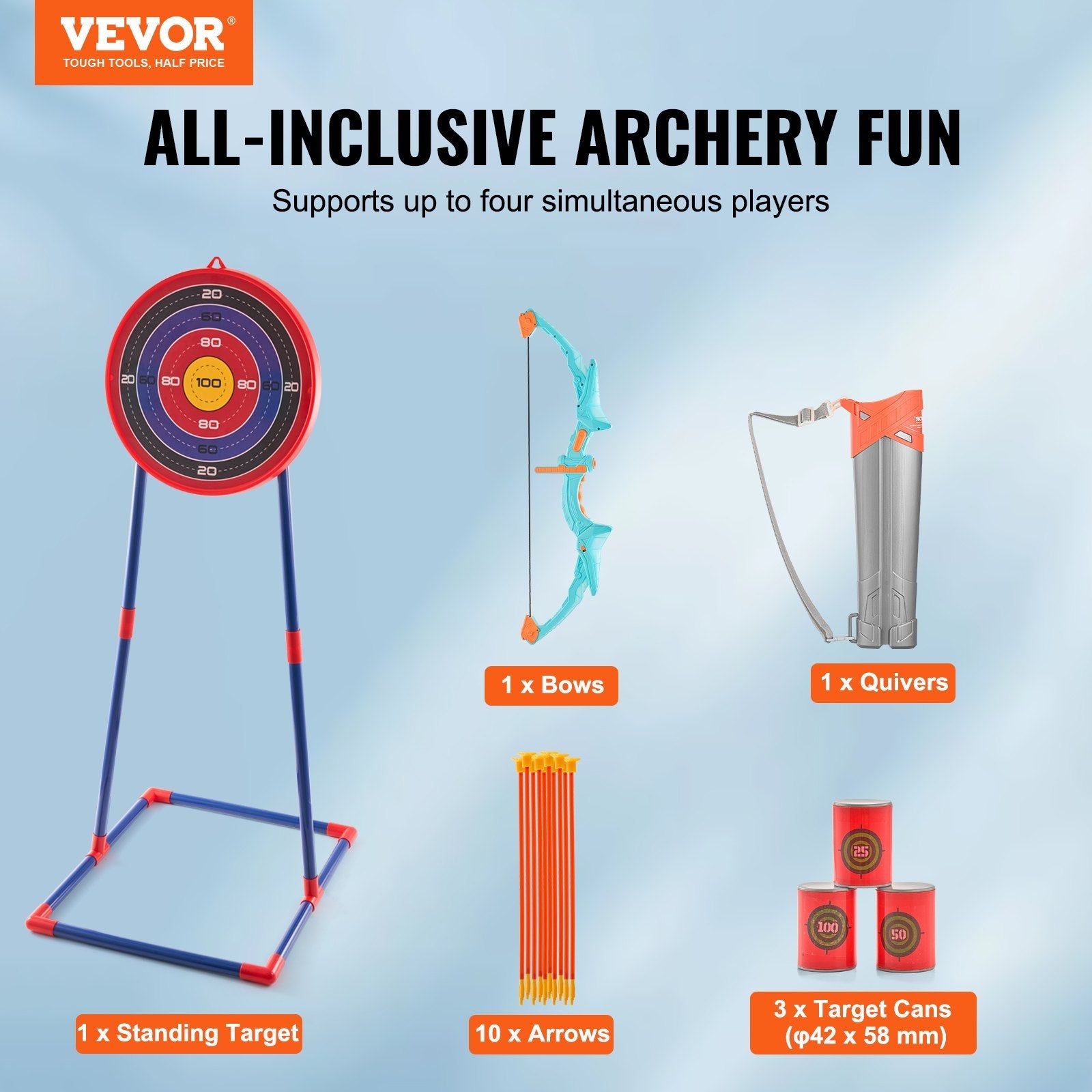 VEVOR Kids Bow and Arrow Set LED Light Up Outdoor Archery Kit Children 10 Arrows 
