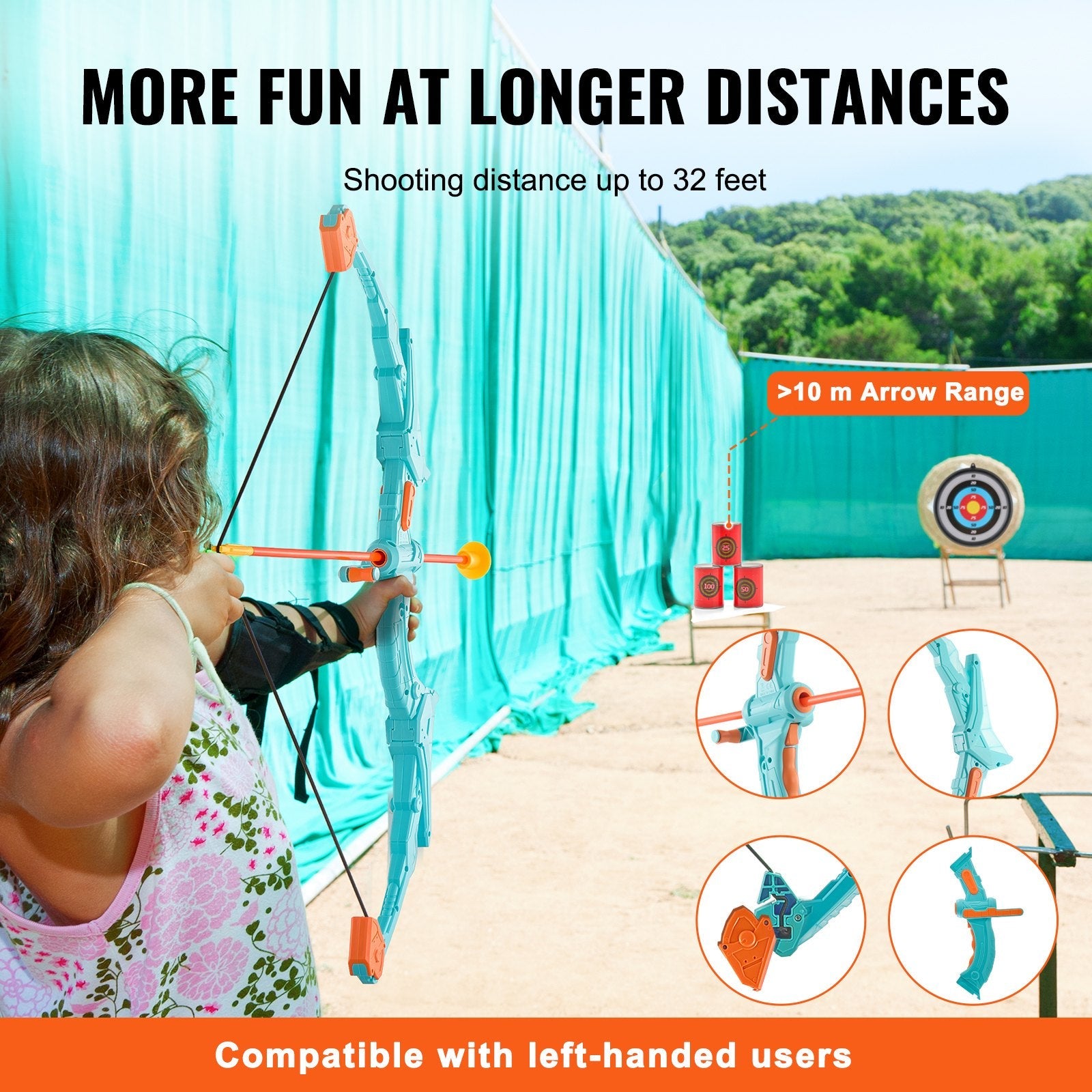 VEVOR Kids Bow and Arrow Set LED Light Up Outdoor Archery Kit Children 10 Arrows 
